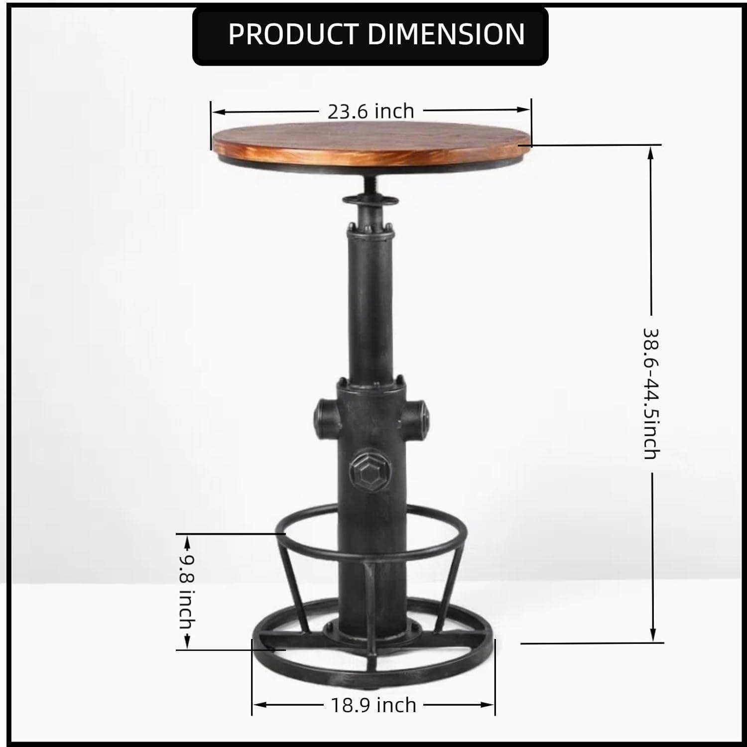 Industrieller Bartisch höhenverstellbar Kiefer Holzplatte 360° drehbar
