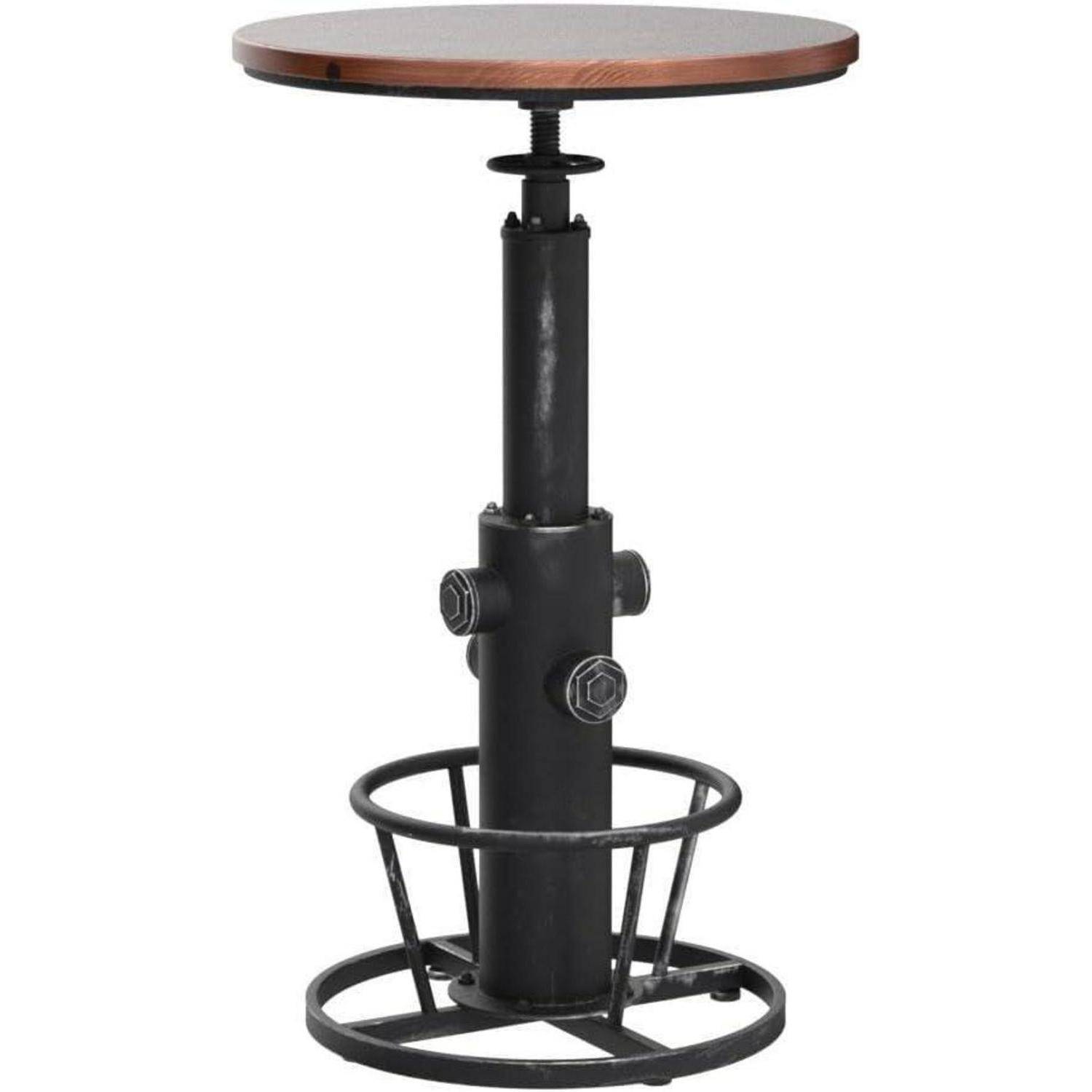 Industrieller Bartisch höhenverstellbar Kiefer Holzplatte 360° drehbar
