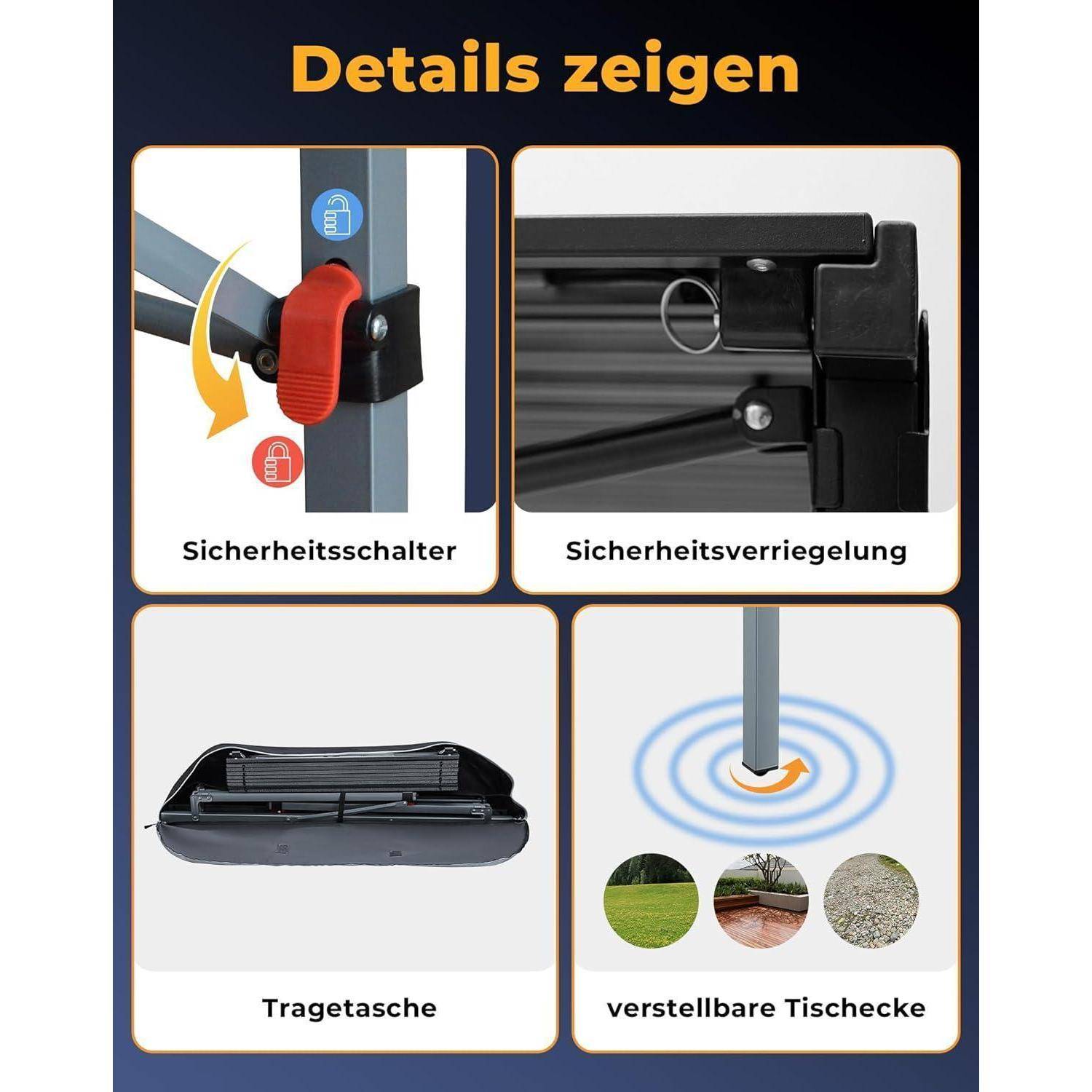 Campingtisch klappbar mit Aluminiumrahmen für 4-8 Personen bis 80 kg