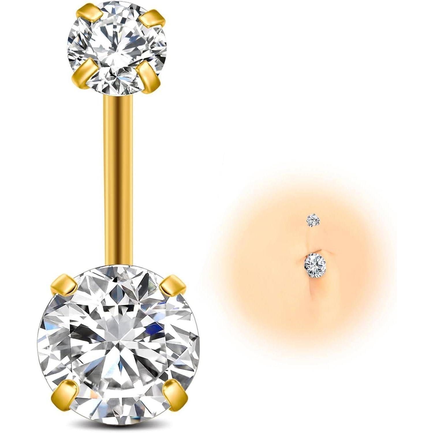 G23 Titan Bauchnabelpiercing Gold Silber Piercing 14G 10MM 12MM