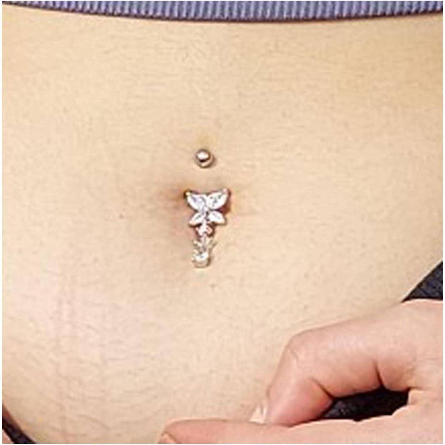 Bauchnabelpiercing 3er Set 6mm & 10mm Silber Herz Schmetterling