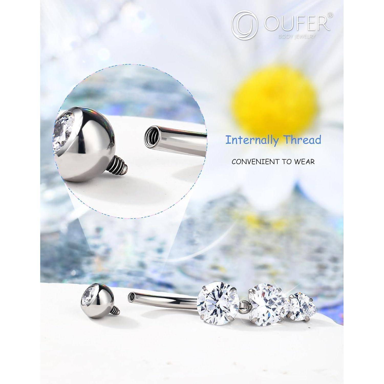 Bauchnabelpiercing 14G Titan G23 Herzanhänger CZ 16mm