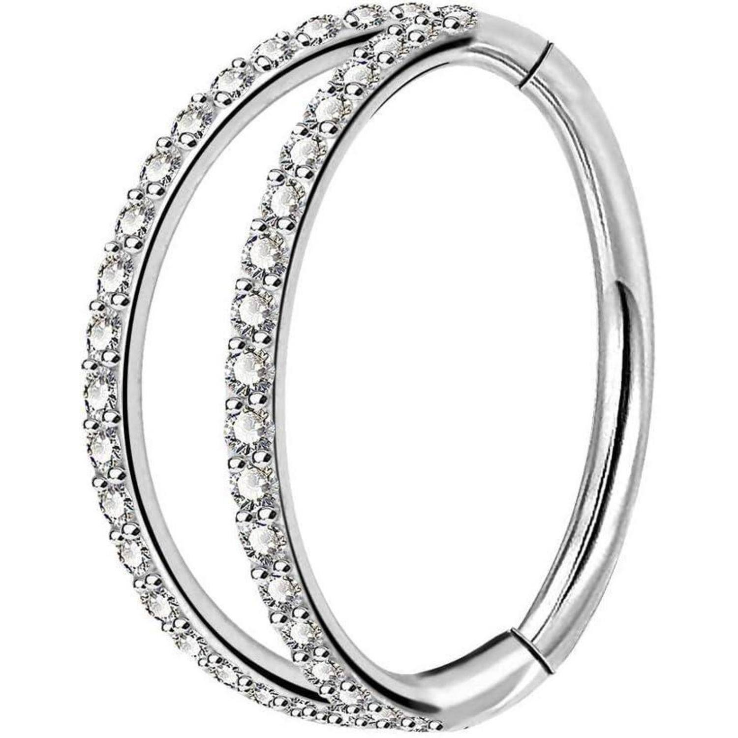 Helix Earrings Hoop Clear CZ Paved Cartilage 16G Stainless Steel