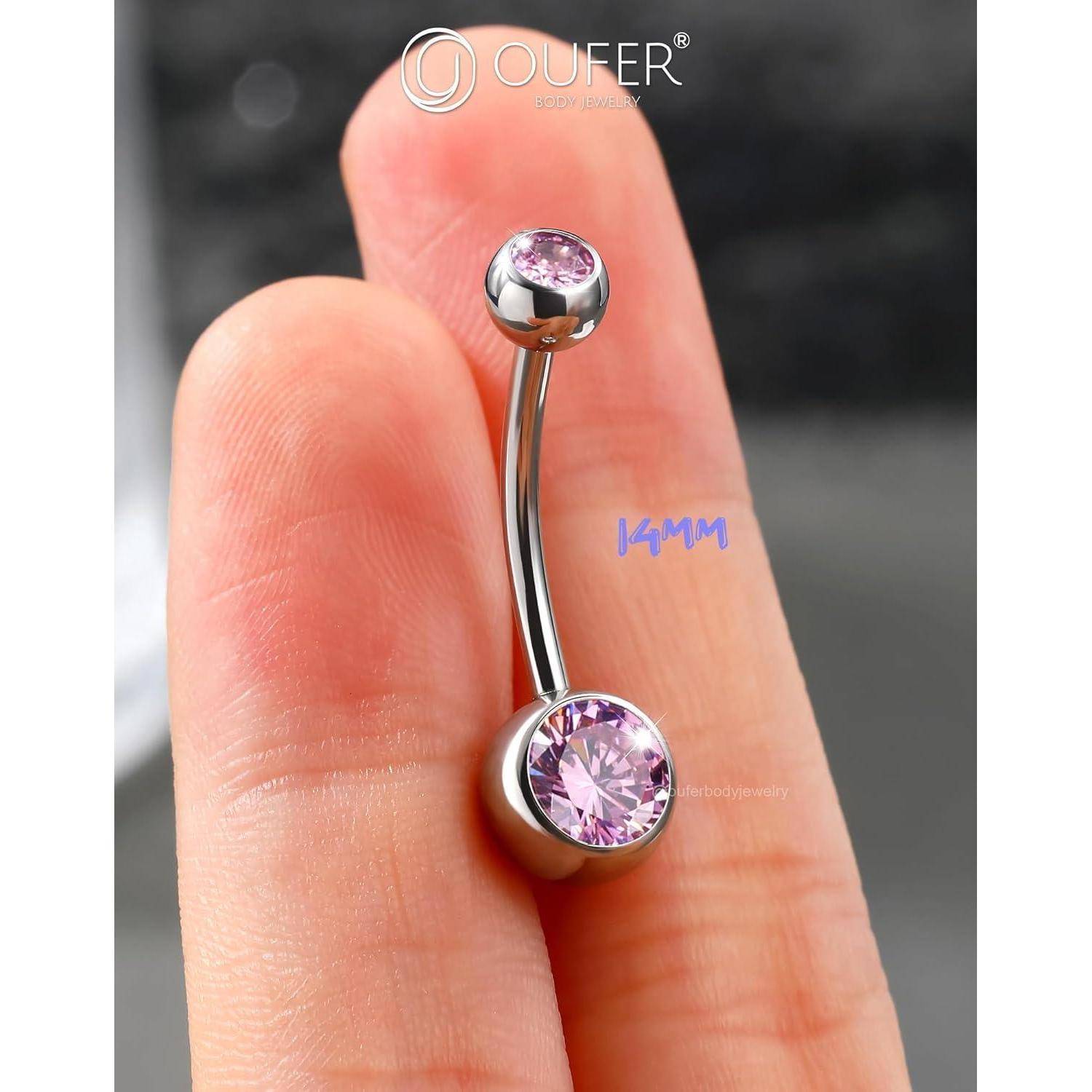 Bauchnabelpiercing 316L Stainless Steel CZ Pink Navel Bar
