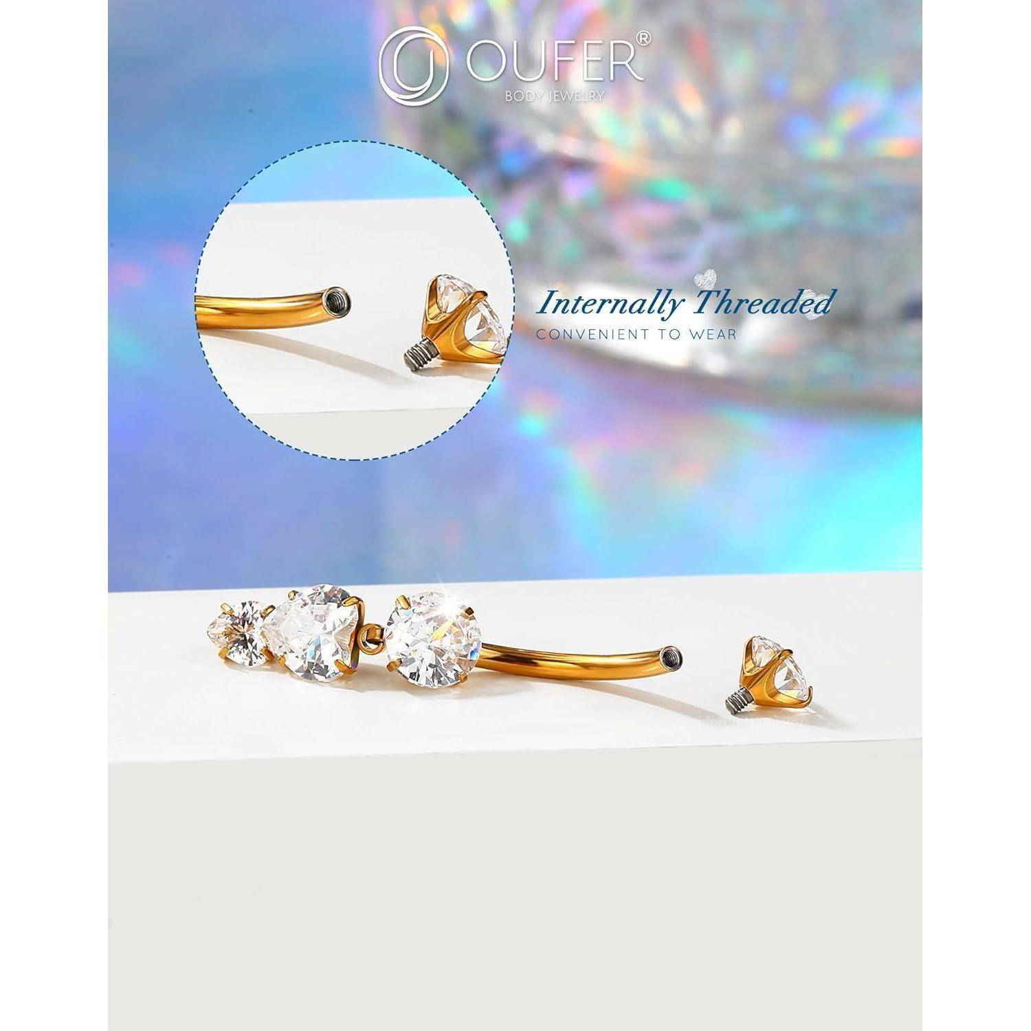 14G Gold Bauchnabelpiercing Titan G23 Herzanhänger 8-16mm