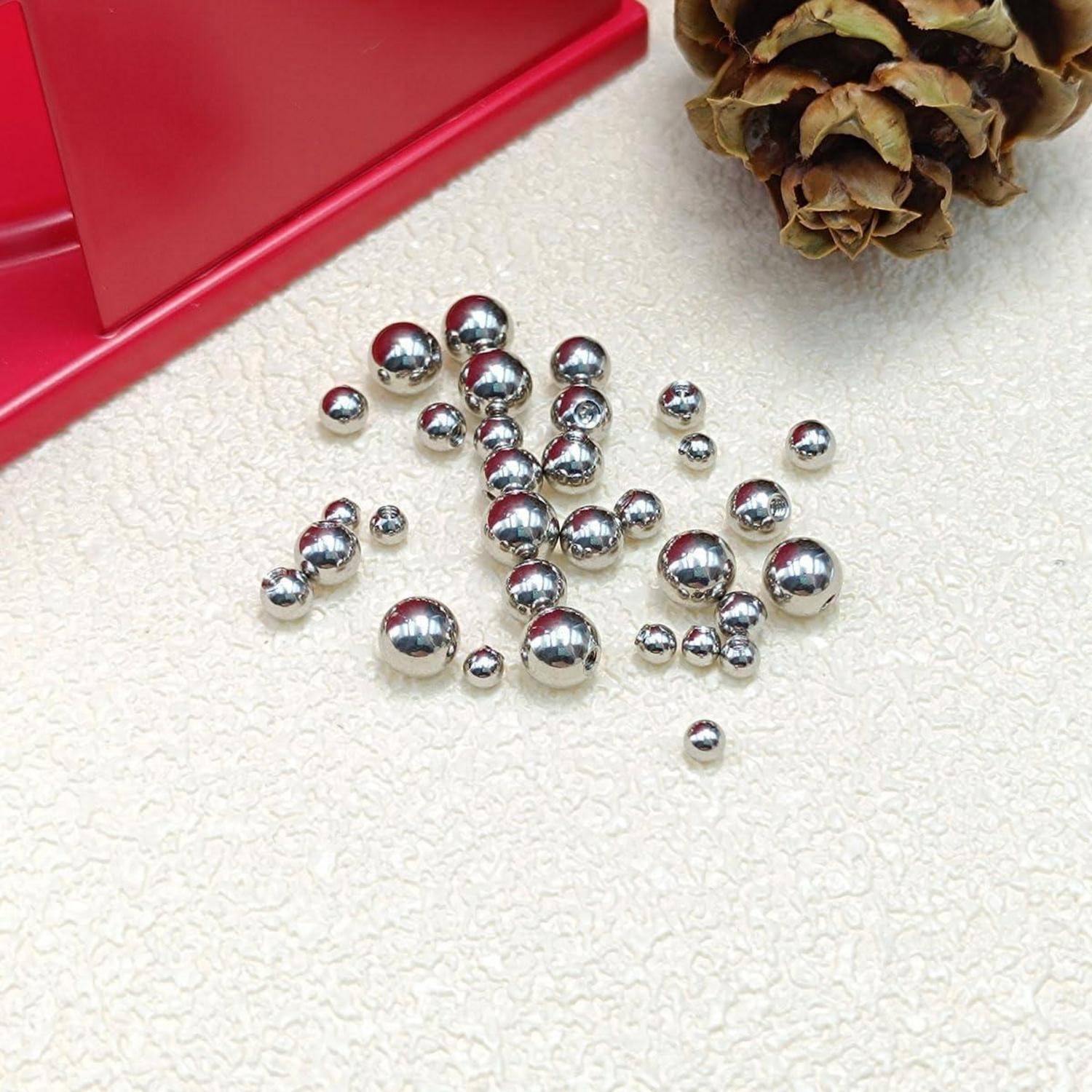 32stk Silber Piercing Kugeln 3/4/5/6mm Schraubkugel 14G Edelstahl