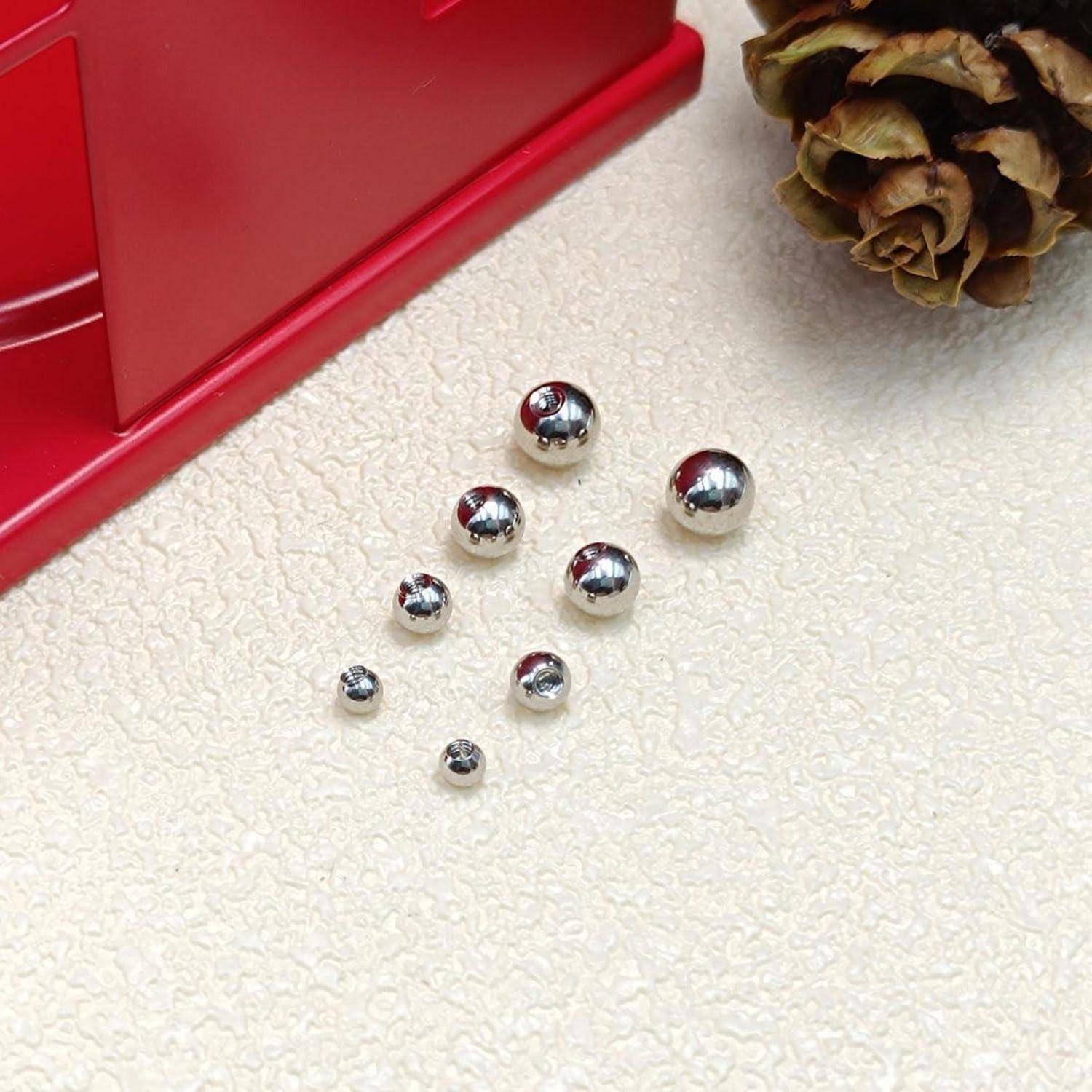 32stk Silber Piercing Kugeln 3/4/5/6mm Schraubkugel 14G Edelstahl