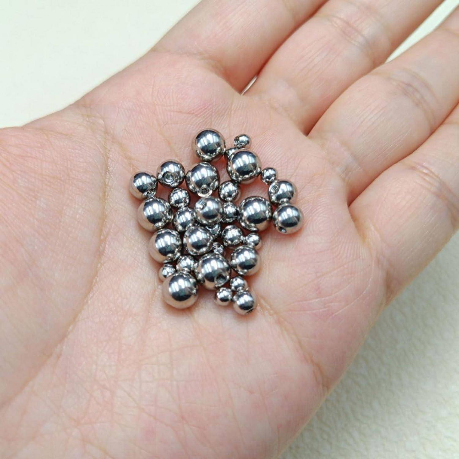 32stk Silber Piercing Kugeln 3/4/5/6mm Schraubkugel 14G Edelstahl