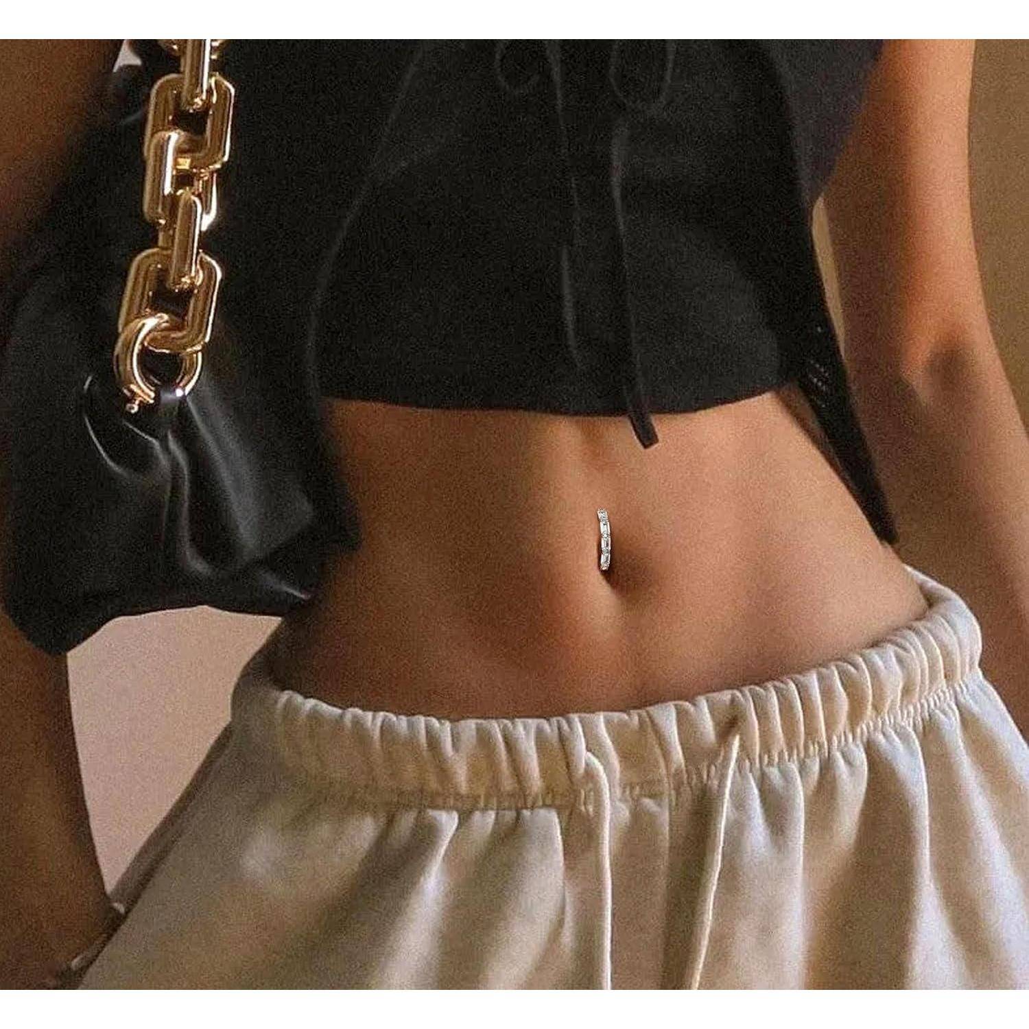 14G Bauchnabelpiercing Ring Damen Silber Cubic Zirkonia Piercing