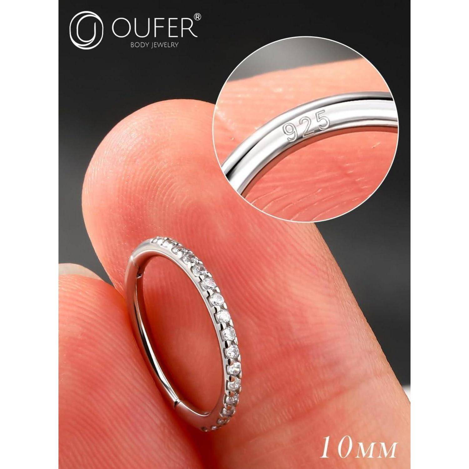 16G Piercings Helix Echt Silber 925 CZ Rook Tragus Conch Clicker
