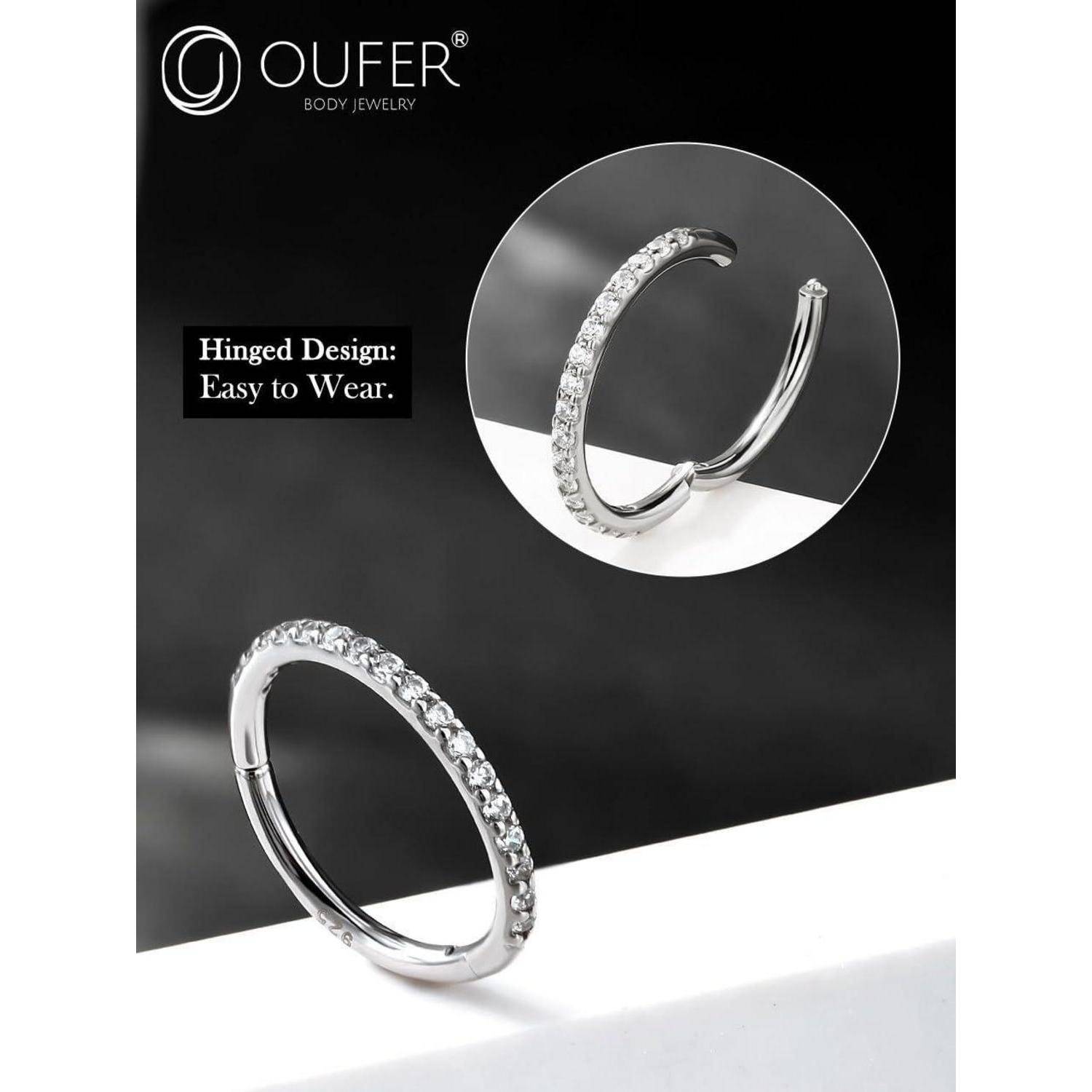 16G Piercings Helix Echt Silber 925 CZ Rook Tragus Conch Clicker