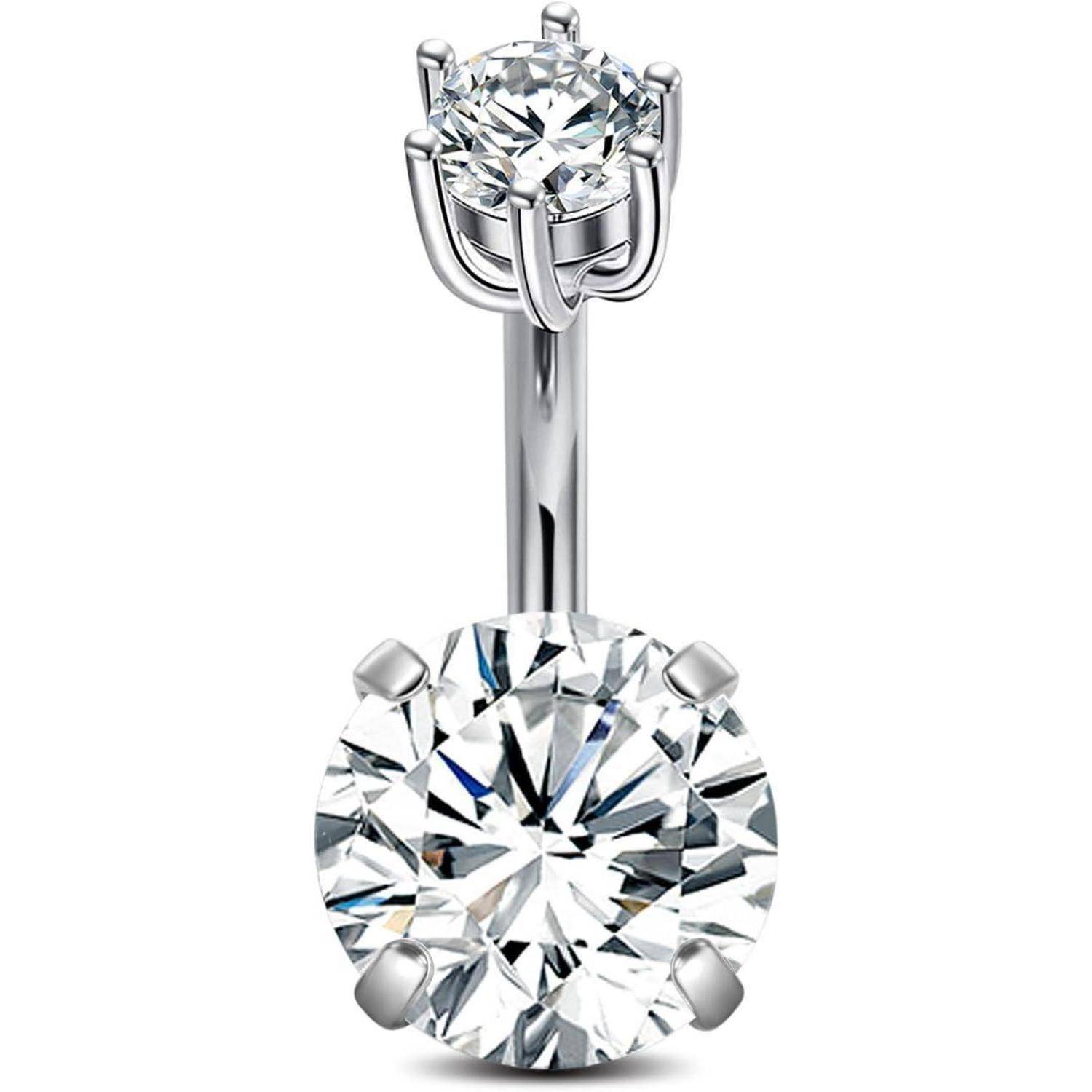 925 Silber Bauchnabel Ring 14g 8/10mm CZ Schmuck piercing