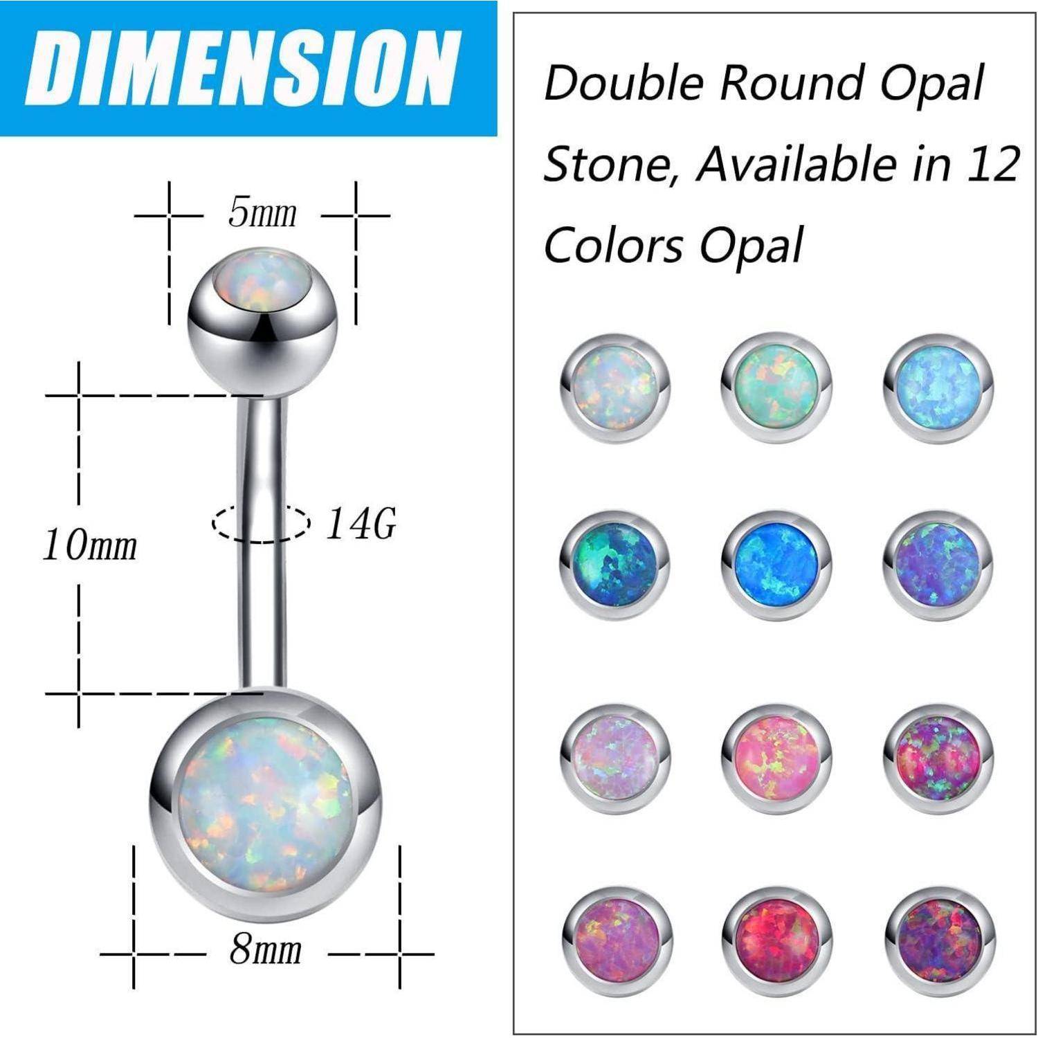 Bauchnabelpiercing 316L Chirurgenstahl Opal 14G gebogen Schmuck