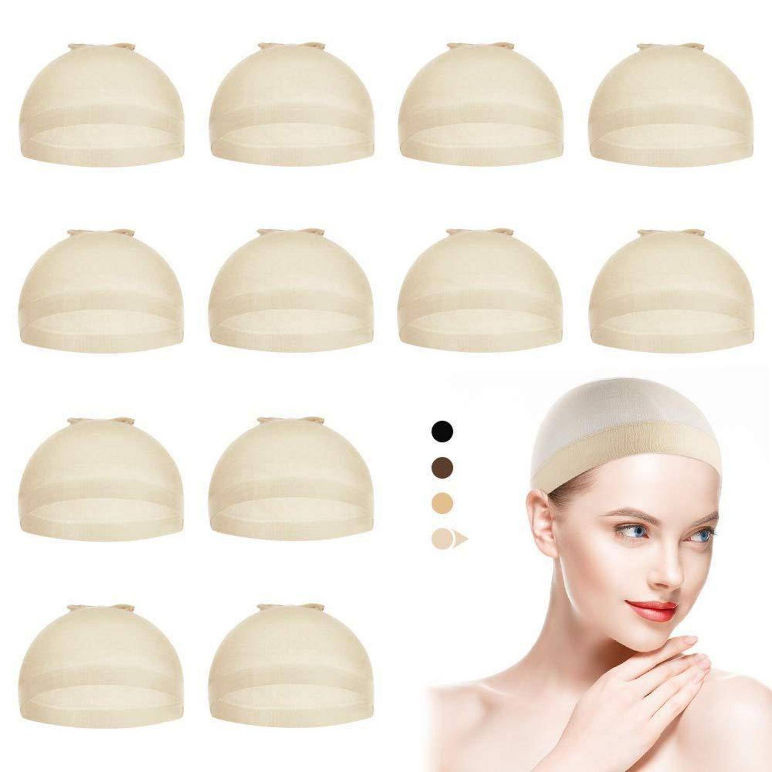 Wig Cap Hautfarben 12 Stücke Haarnetz für Perücken