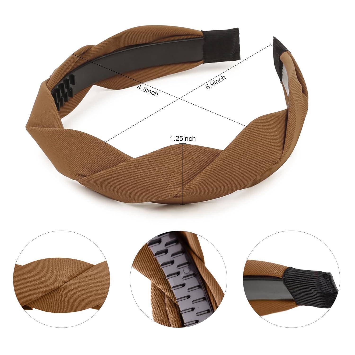 4er Set Geflochtene Stirnbänder Damen - Rutschfestes Haarband für