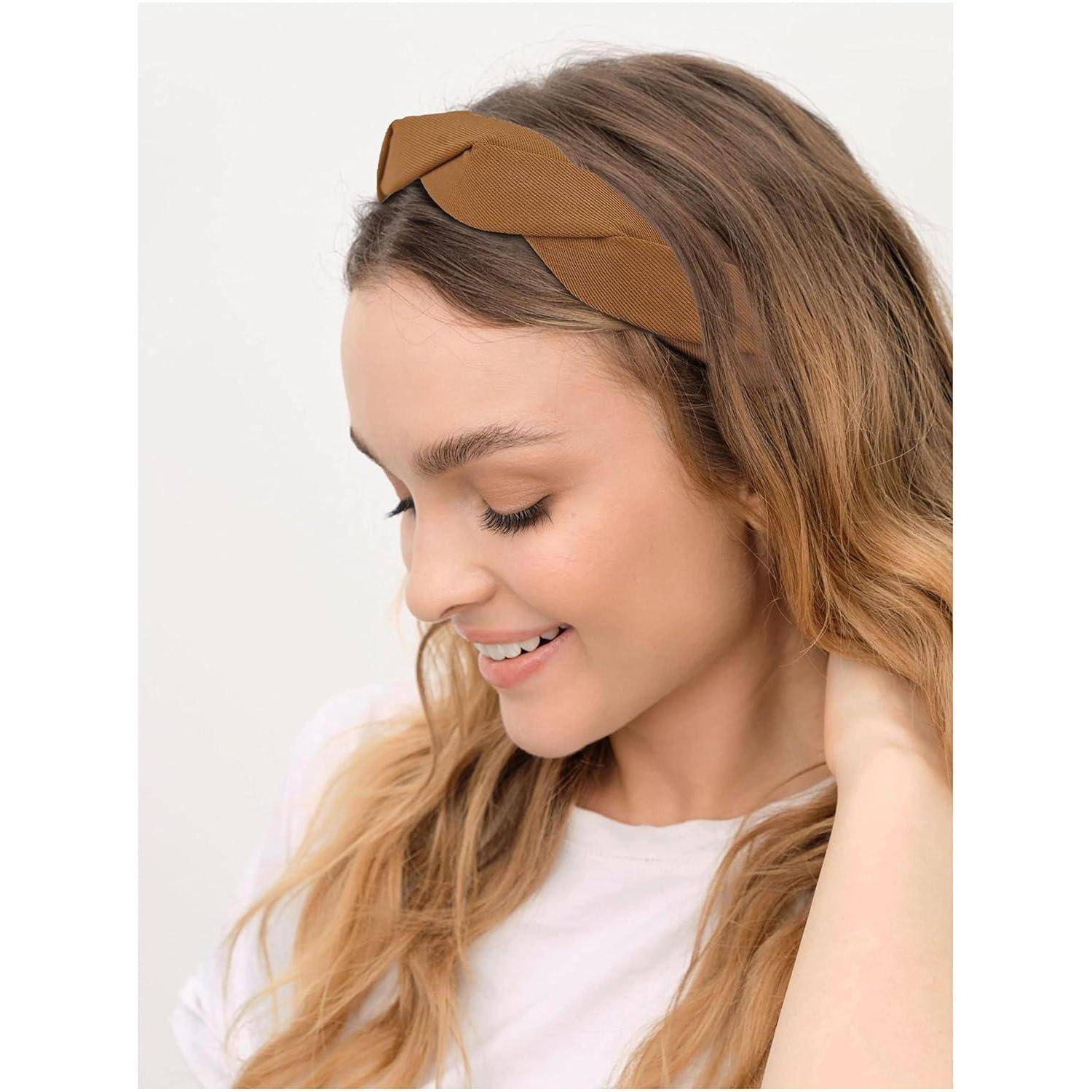 4er Set Geflochtene Stirnbänder Damen - Rutschfestes Haarband für