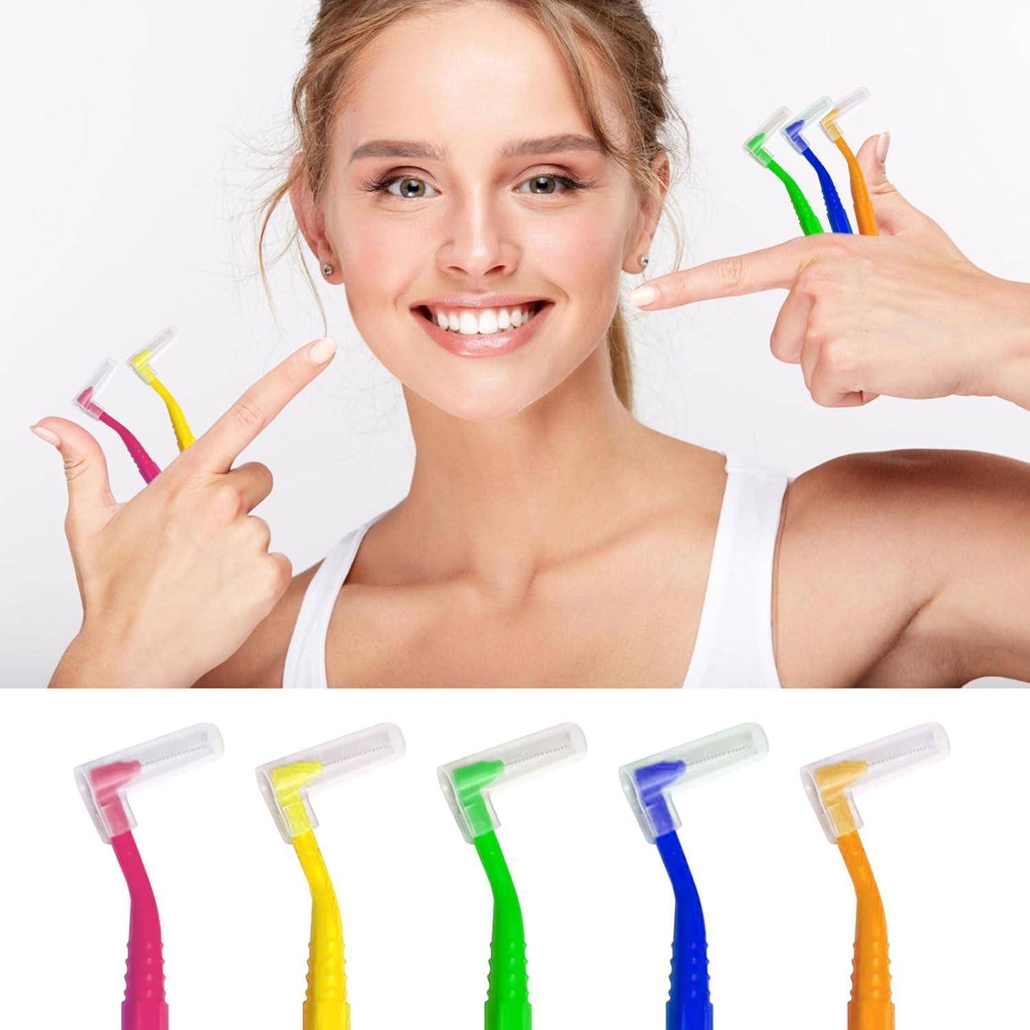 40 Stück Interdentalbürsten in 5 Farben, L-förmige
