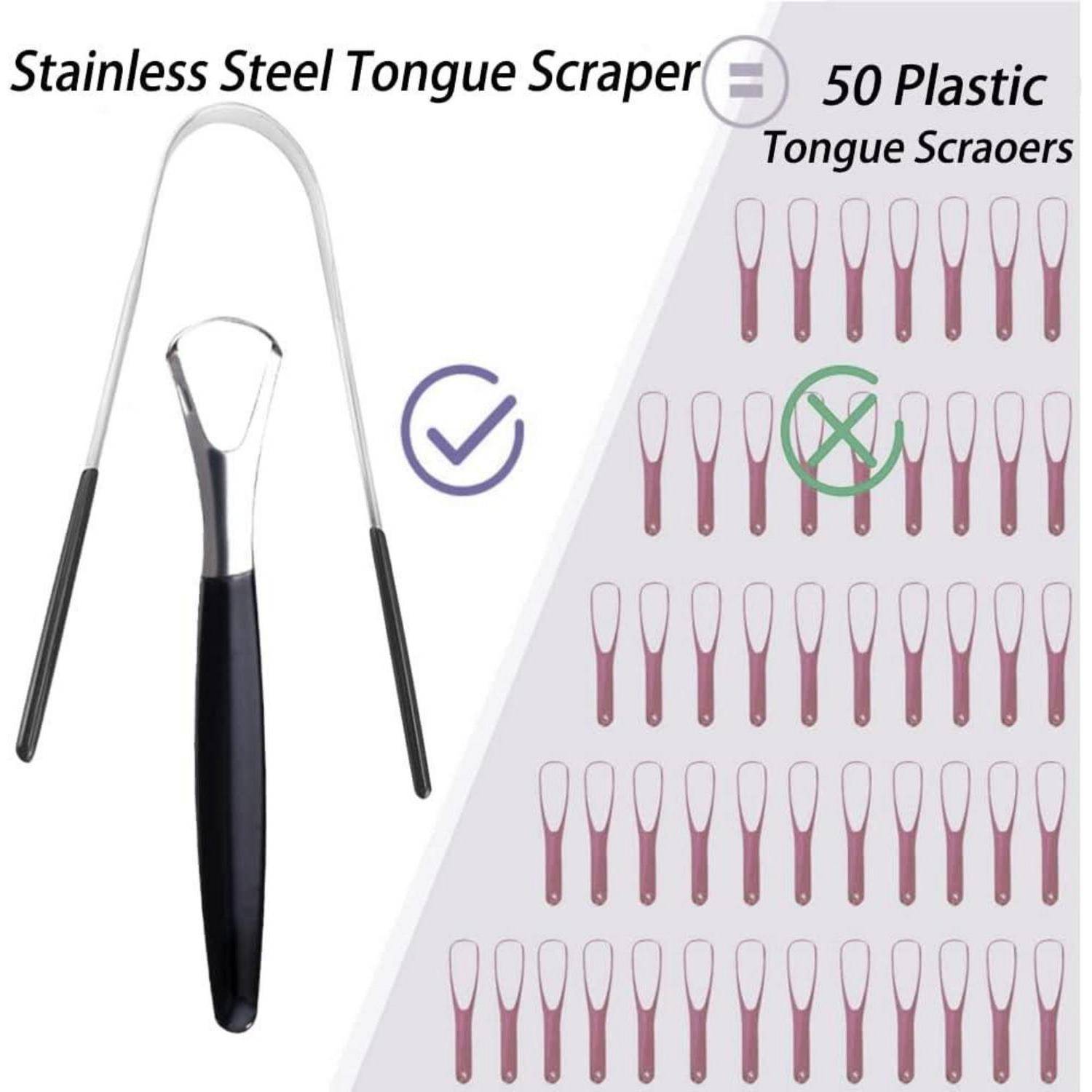 Zungenreiniger Edelstahl Tongue Scraper Set Sicher Mundhygiene