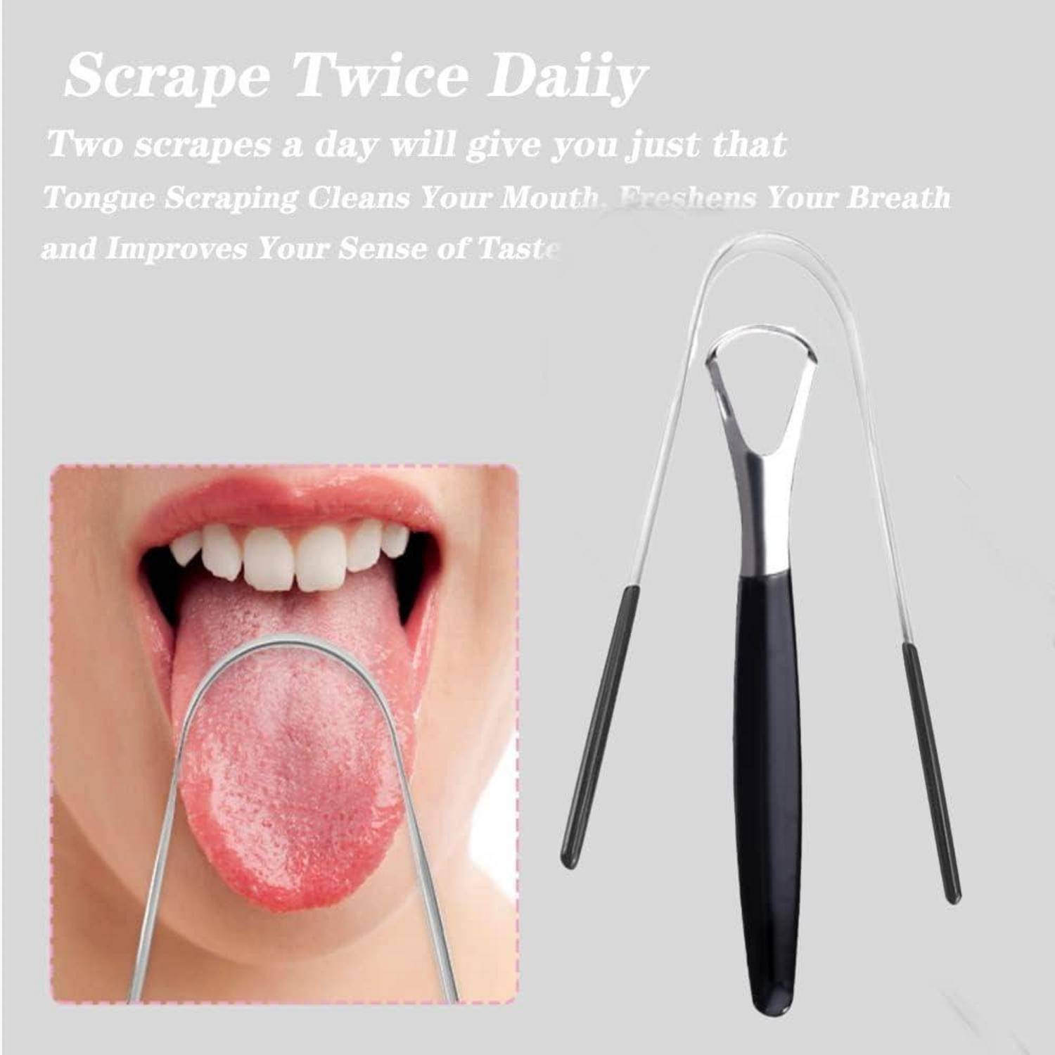 Zungenreiniger Edelstahl Tongue Scraper Set Sicher Mundhygiene