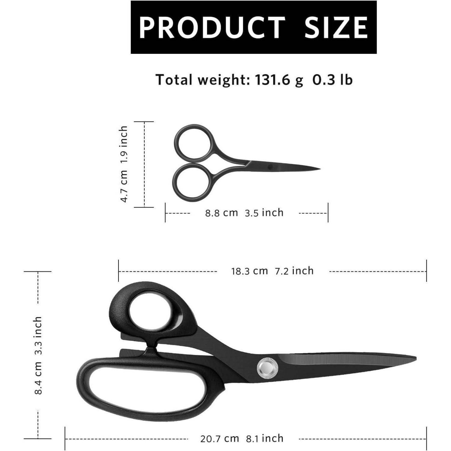 Linkshänder-Nähschere aus Edelstahl, 21 cm, schwarz, kleine