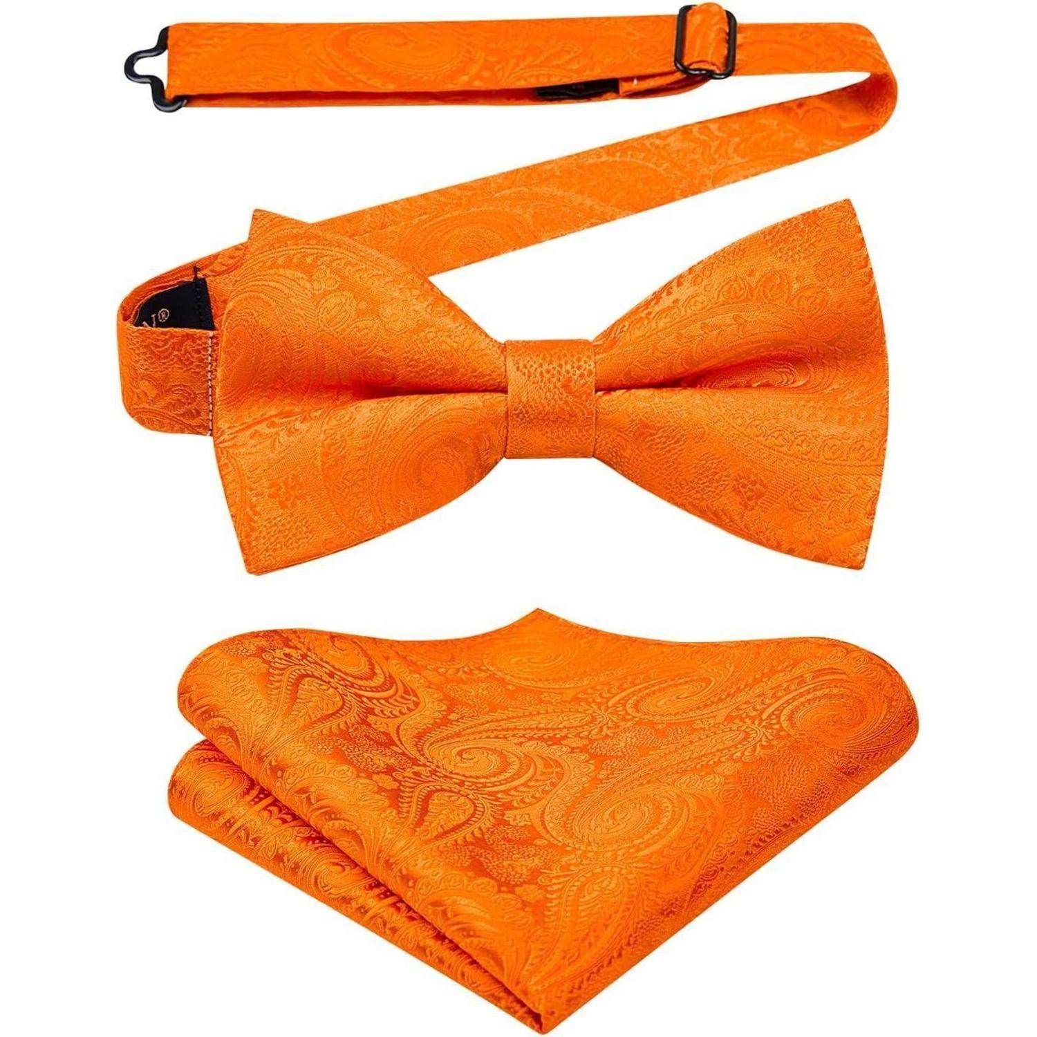 Fliege Einstecktuch Herren einstellbar Smoking Hochzeit G Orange 2