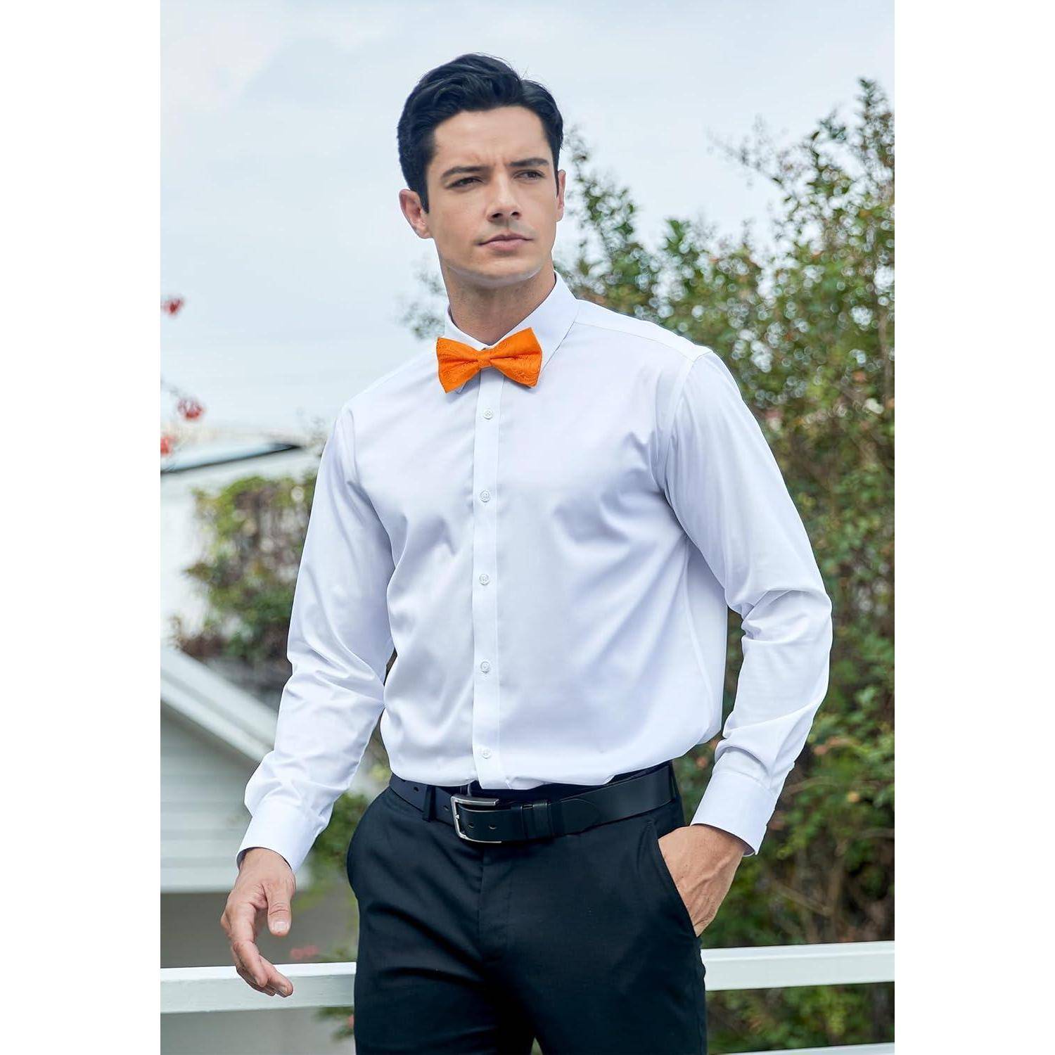 Fliege Einstecktuch Herren einstellbar Smoking Hochzeit G Orange 2