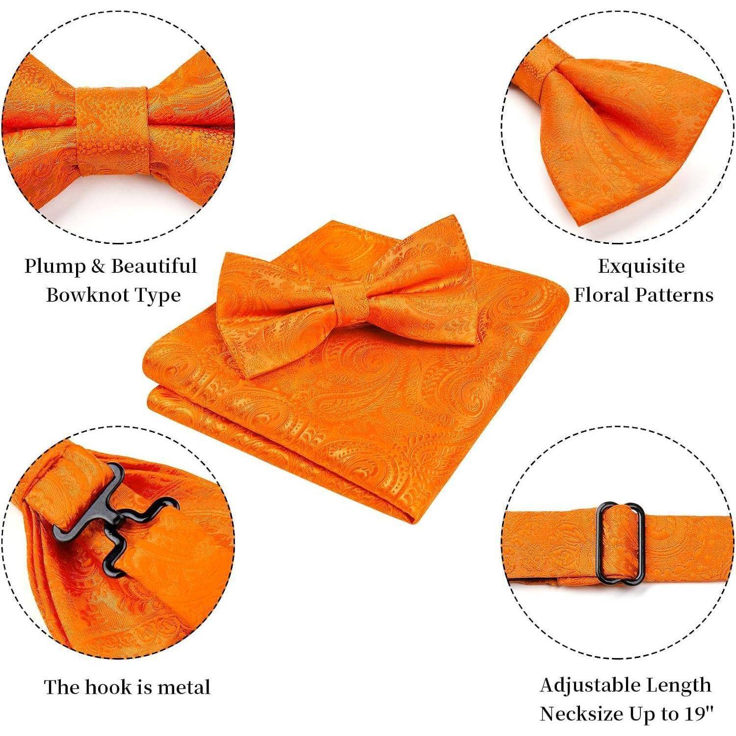 Fliege Einstecktuch Herren einstellbar Smoking Hochzeit G Orange 2