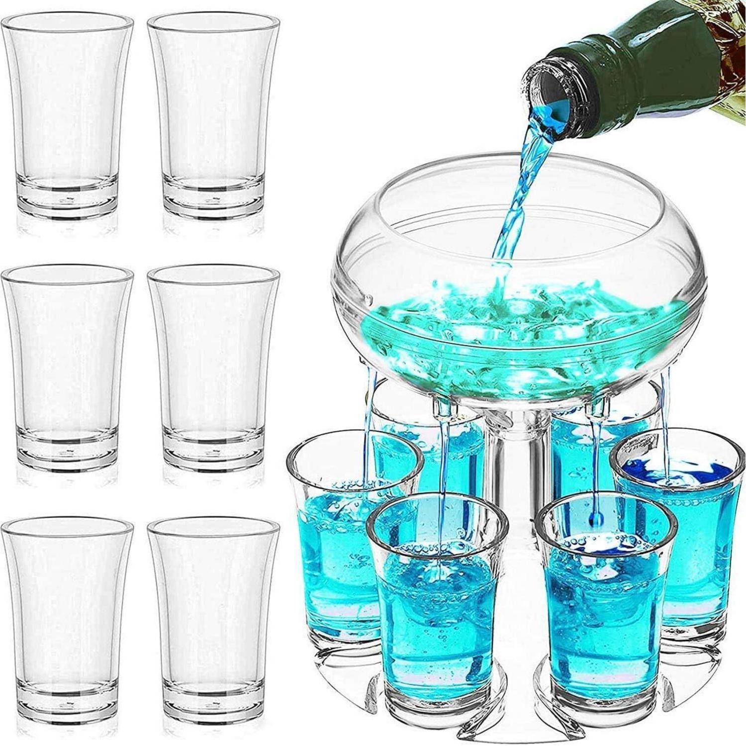 Schnapsspender Halter 6er Shotgläser Ausgießer Durchsichtig