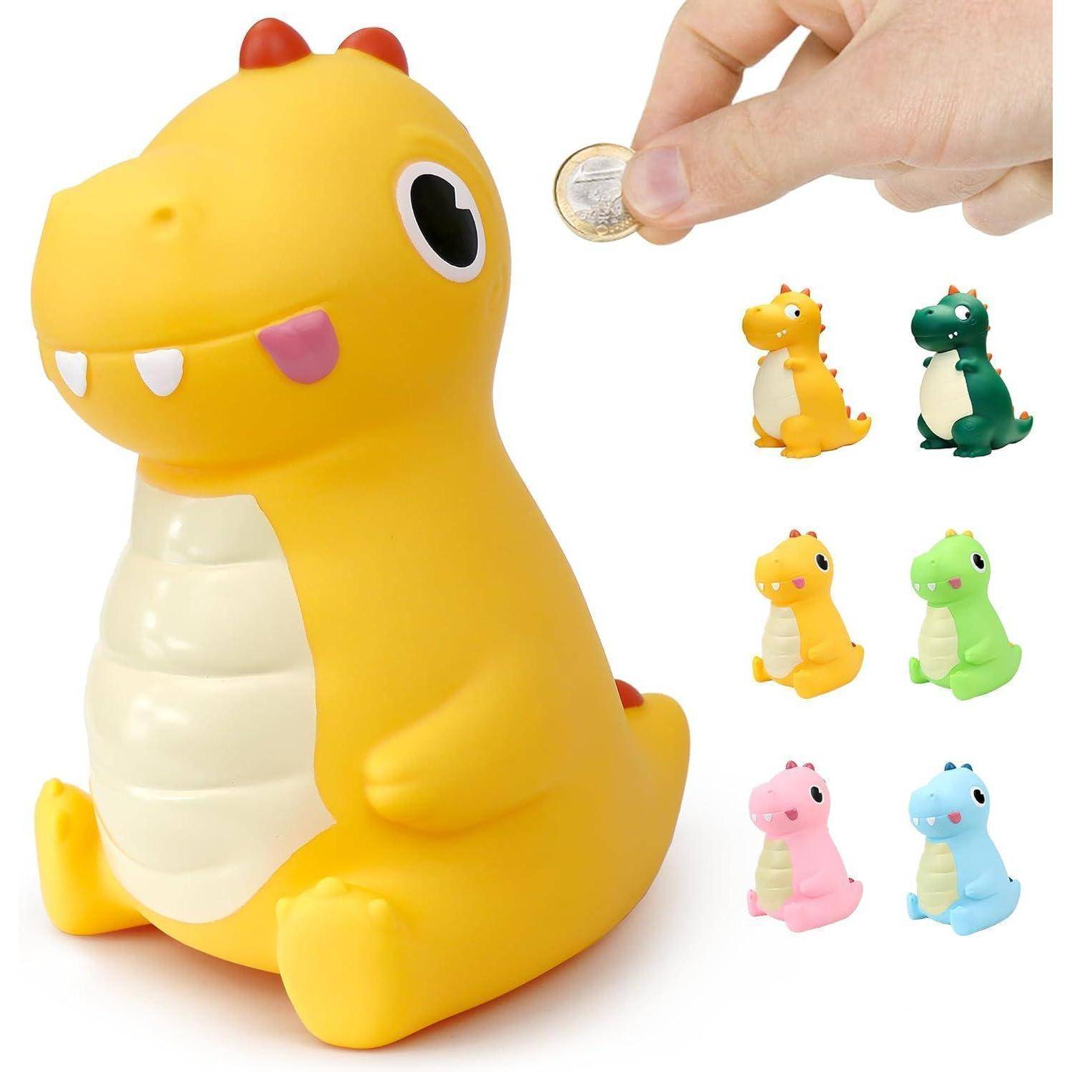 Spardose Dinosaurier Kinder Sparschwein PVC Taufgeschenke Neu Gelber