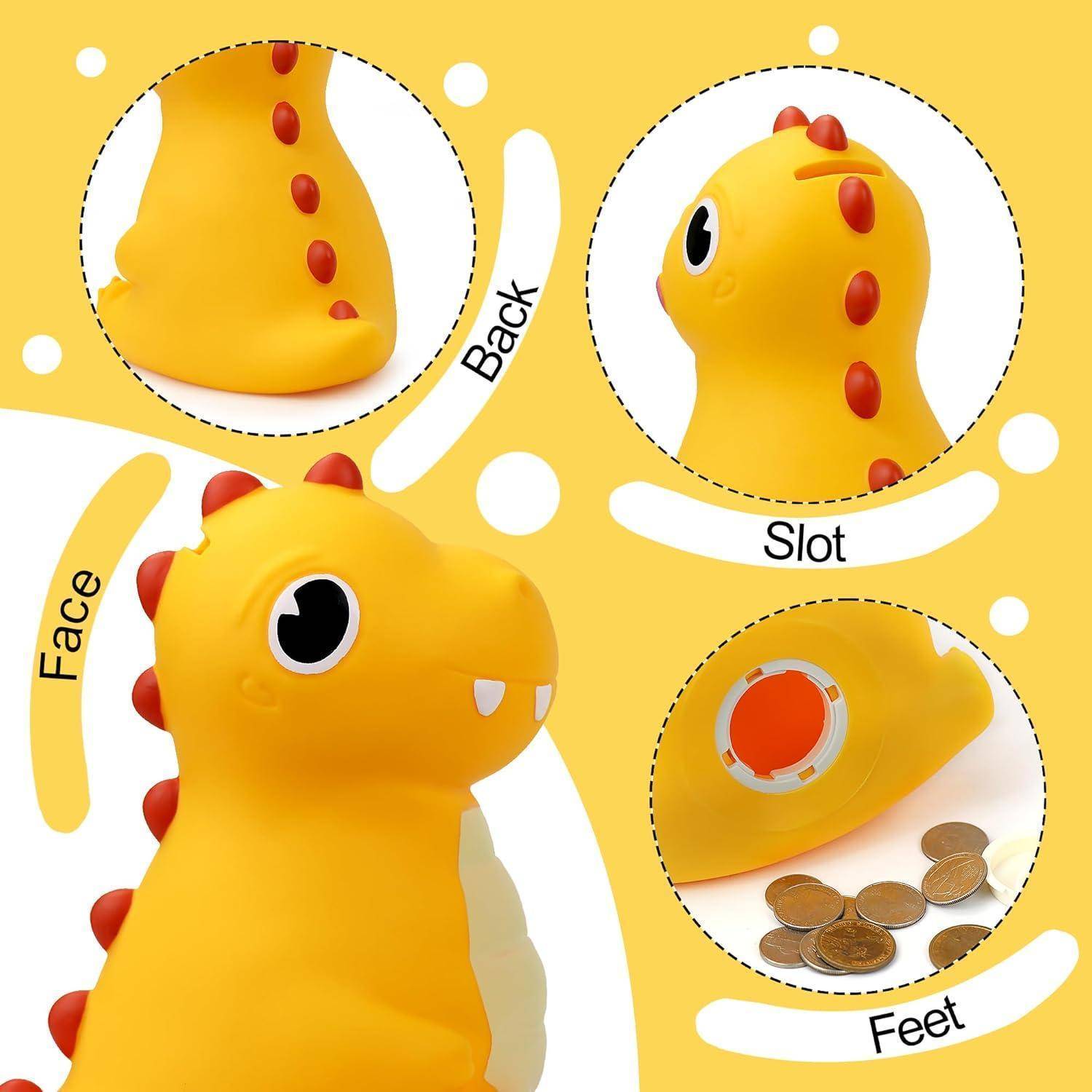 Spardose Dinosaurier Kinder Sparschwein PVC Taufgeschenke Neu Gelber