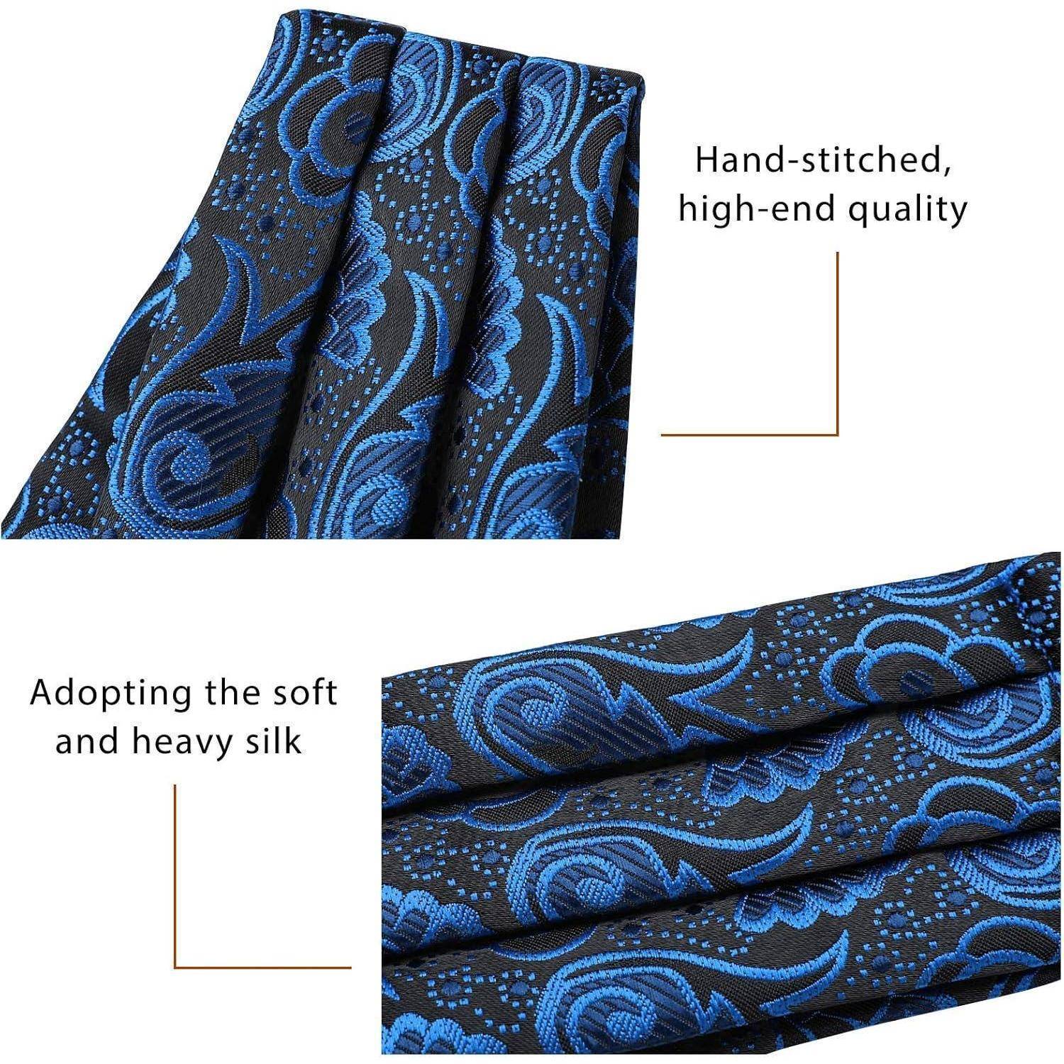Krawattenschal Herren Ascot Paisley Einstecktuch Blau Einheitsgröße