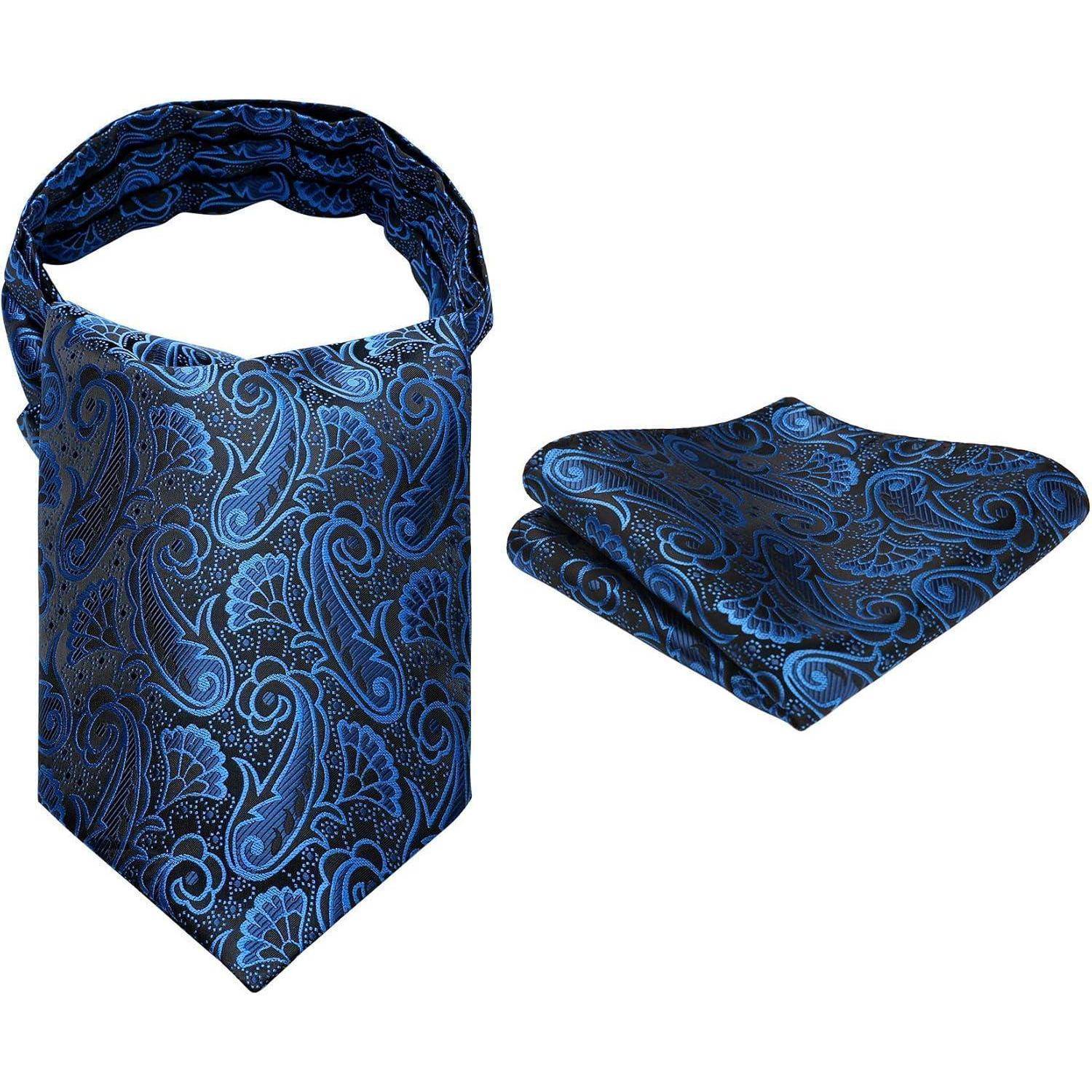Krawattenschal Herren Ascot Paisley Einstecktuch Blau Einheitsgröße