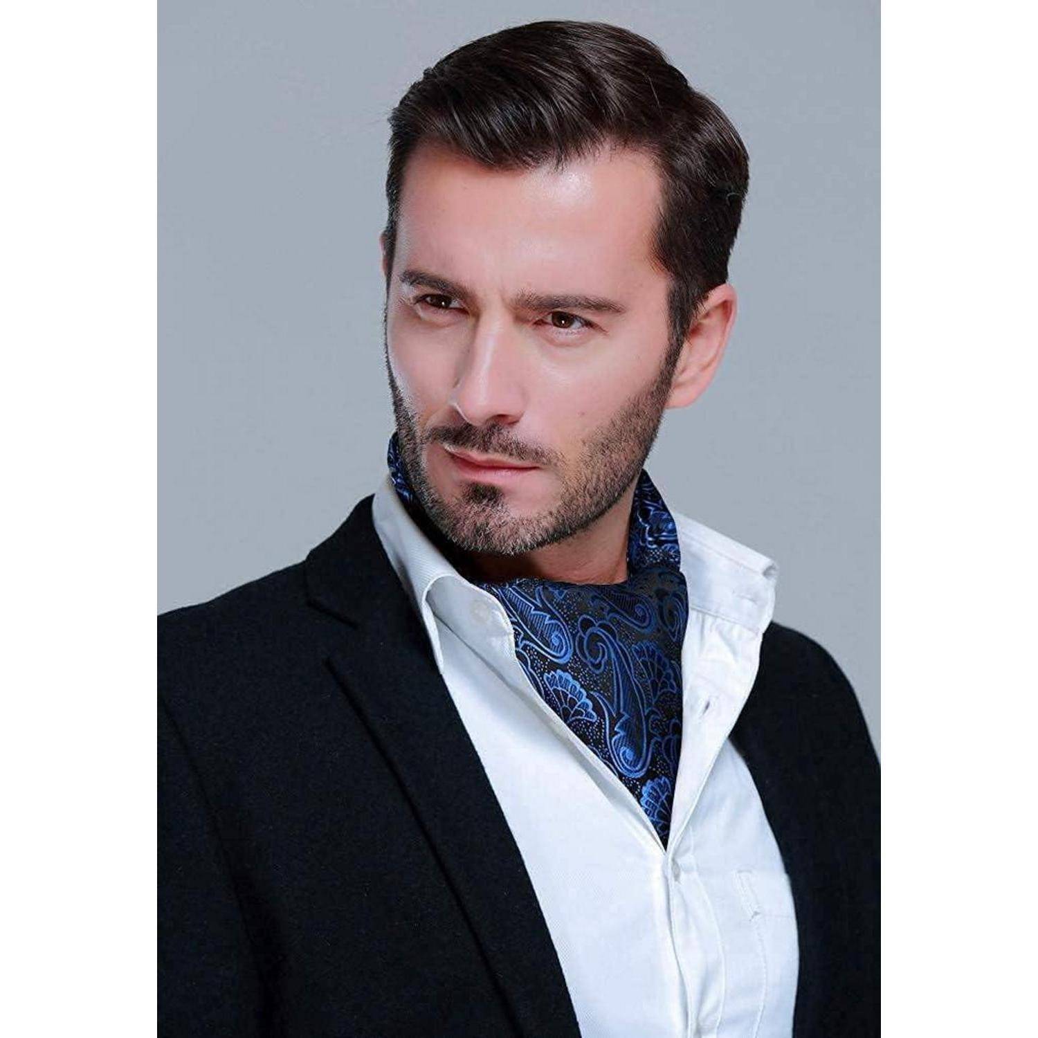 Krawattenschal Herren Ascot Paisley Einstecktuch Blau Einheitsgröße