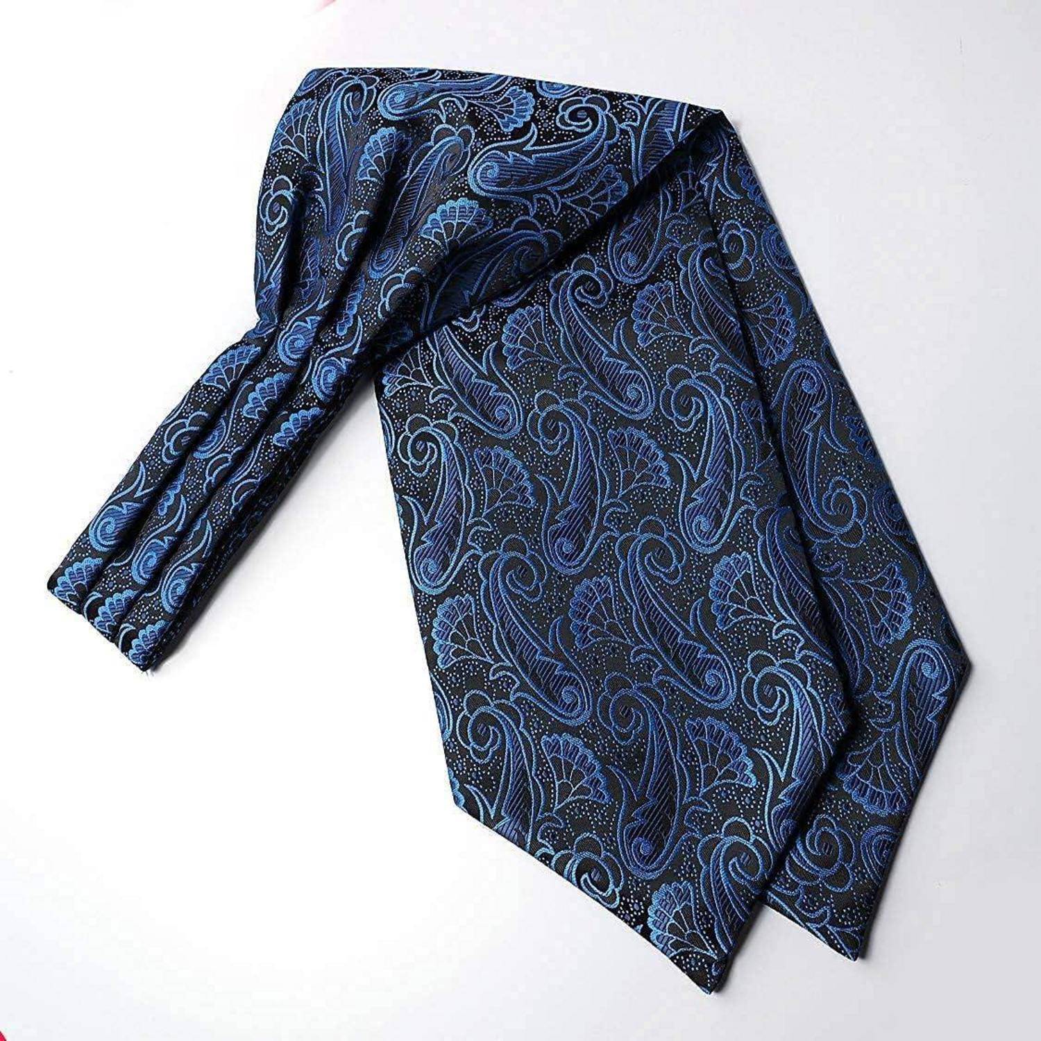 Krawattenschal Herren Ascot Paisley Einstecktuch Blau Einheitsgröße