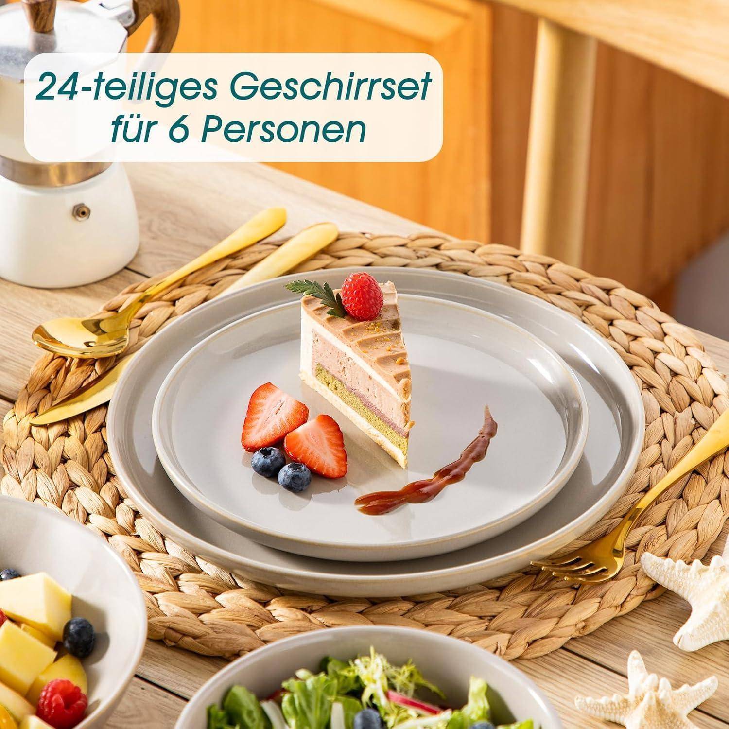Speiseteller 6er Set 26cm Steingut Speiseteller 6er Set Soft Beige