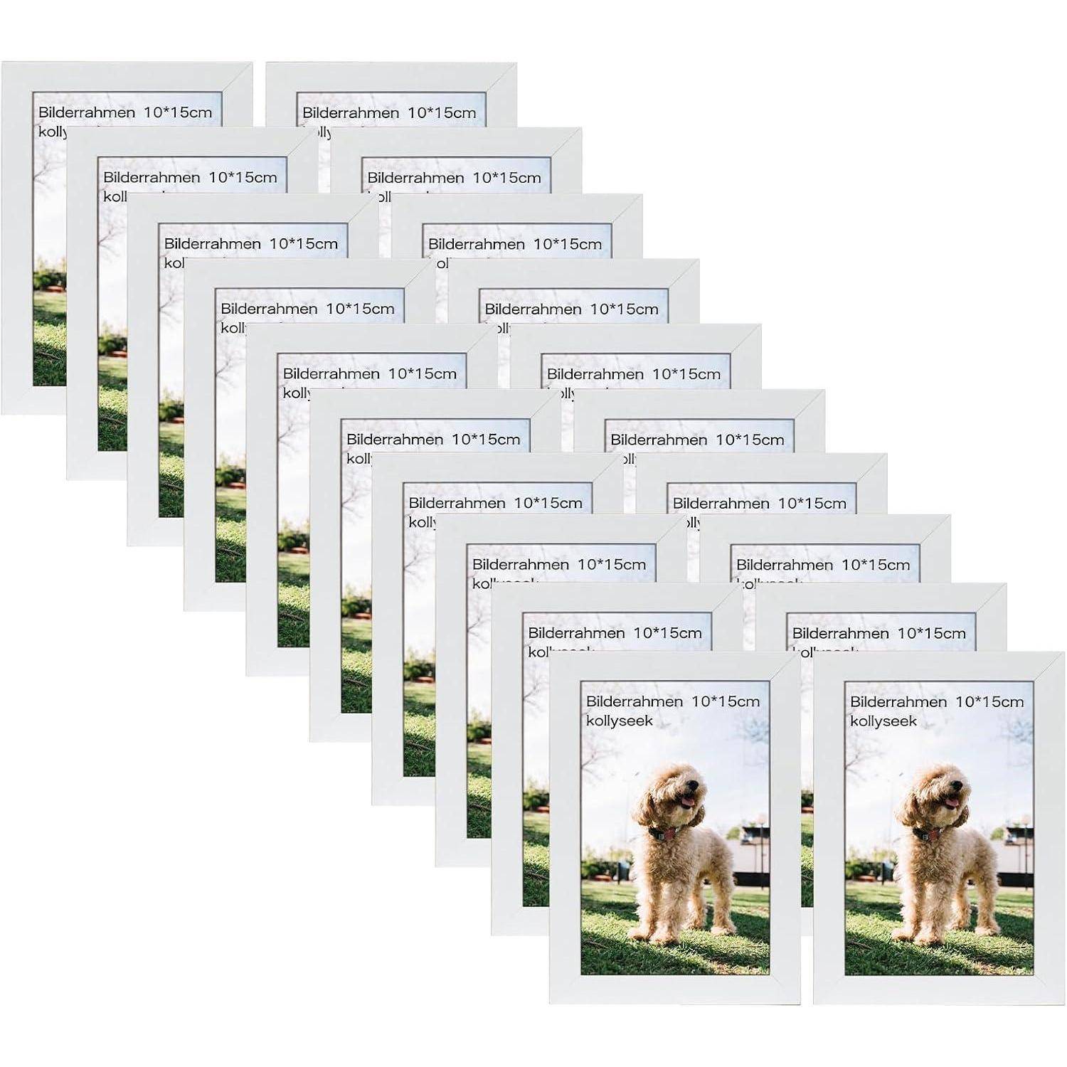 Bilderrahmen 20er Set 10x15cm MDF Acrylglas reinweiß-20set 10x15cm