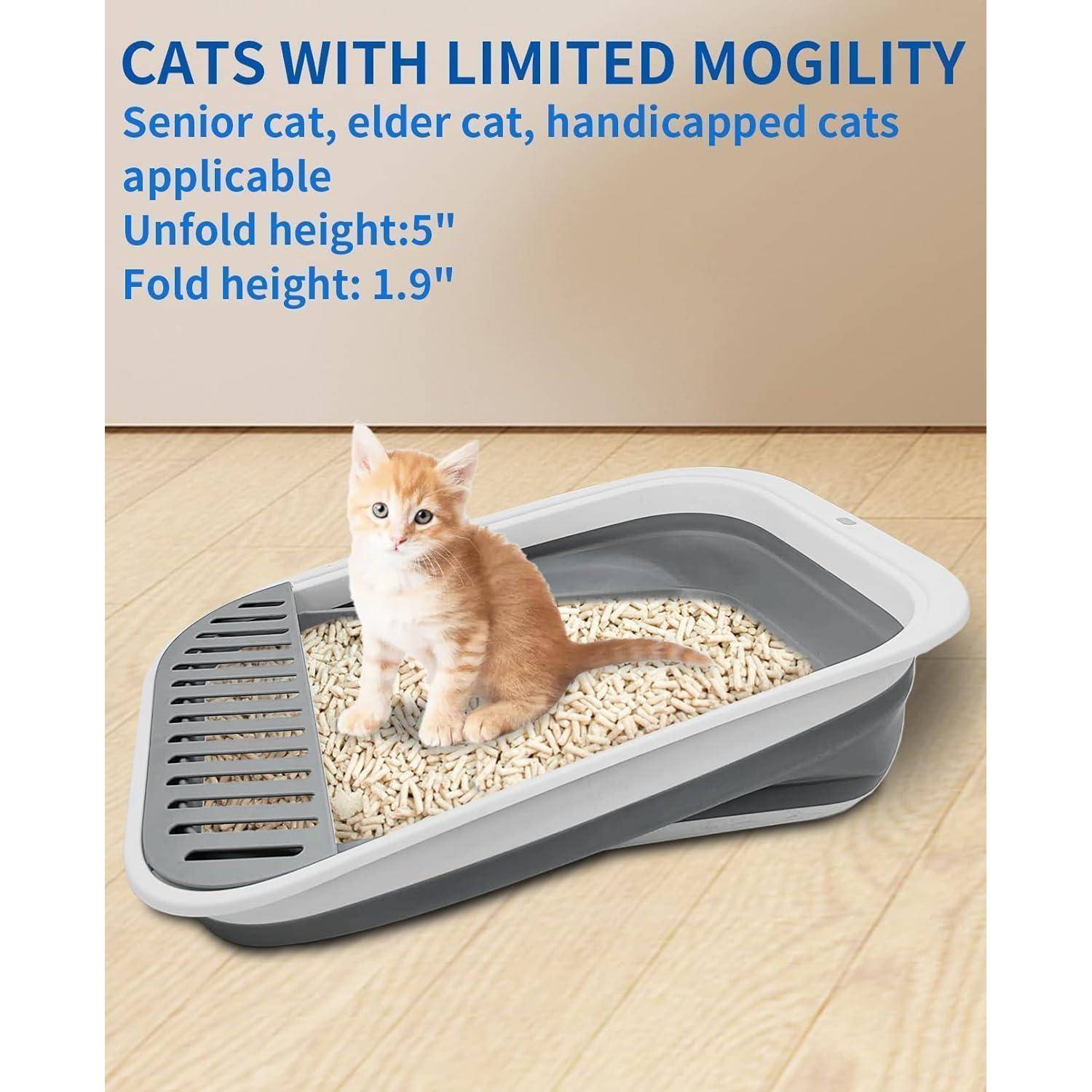 Katzentoilette flach groß faltbar Schaufel 53*40*13.5CM Grau