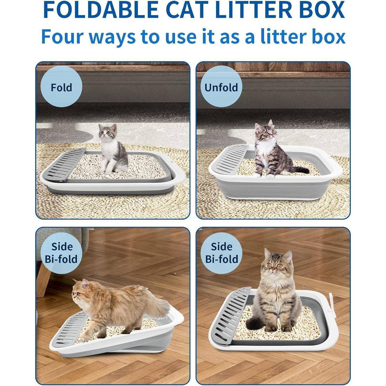 Katzentoilette flach groß faltbar Schaufel 53*40*13.5CM Grau