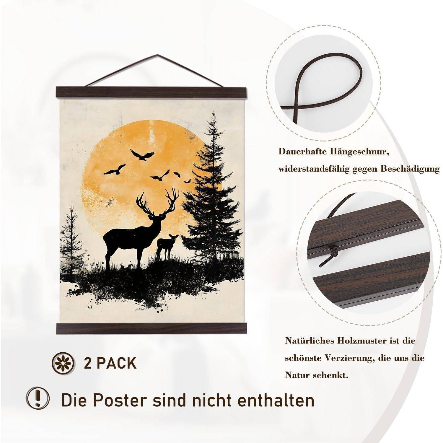 Posterleiste magnetisch Holz Nussbaum 25L x 1.8B cm, 2 Packungen