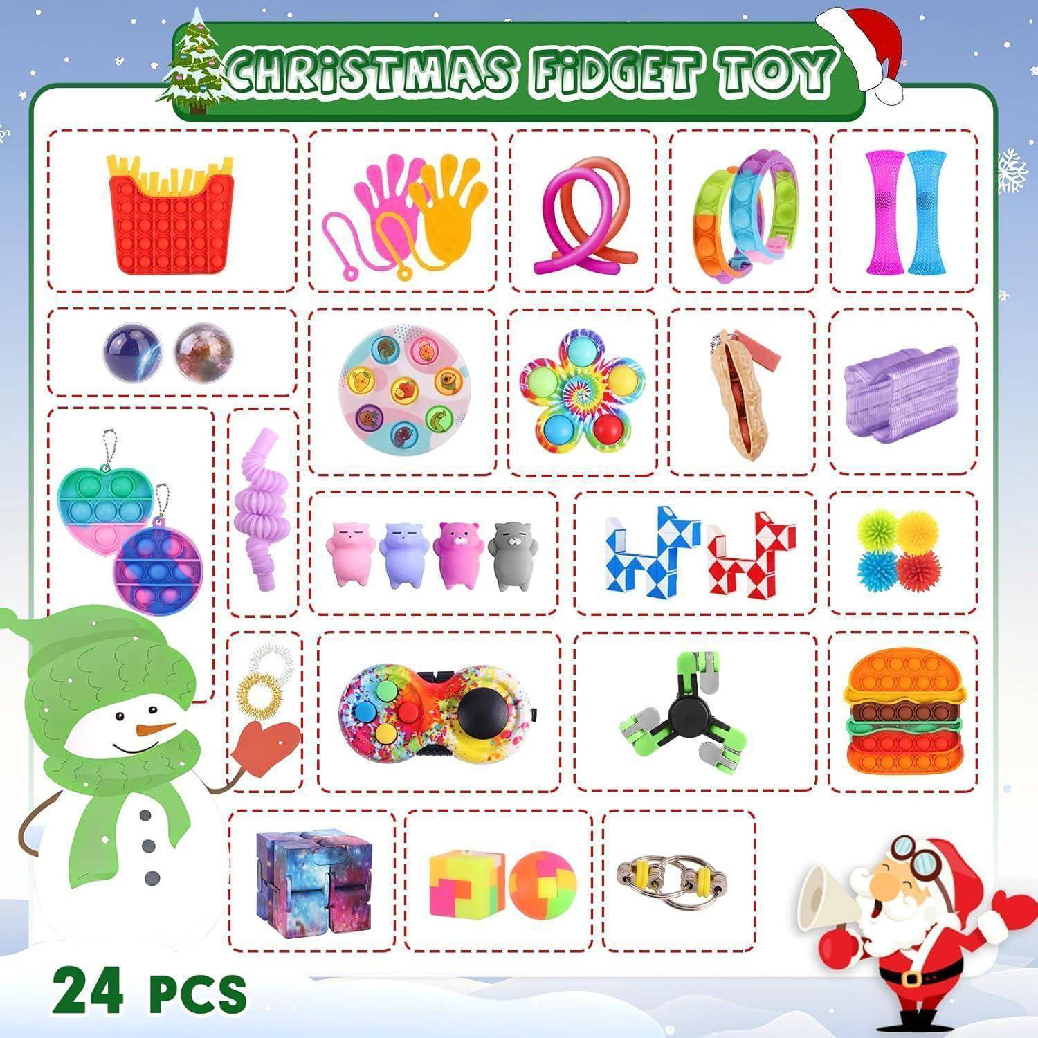 Adventskalender Fidget Toys 24 Überraschungen für Kinder 3-12 Jahre