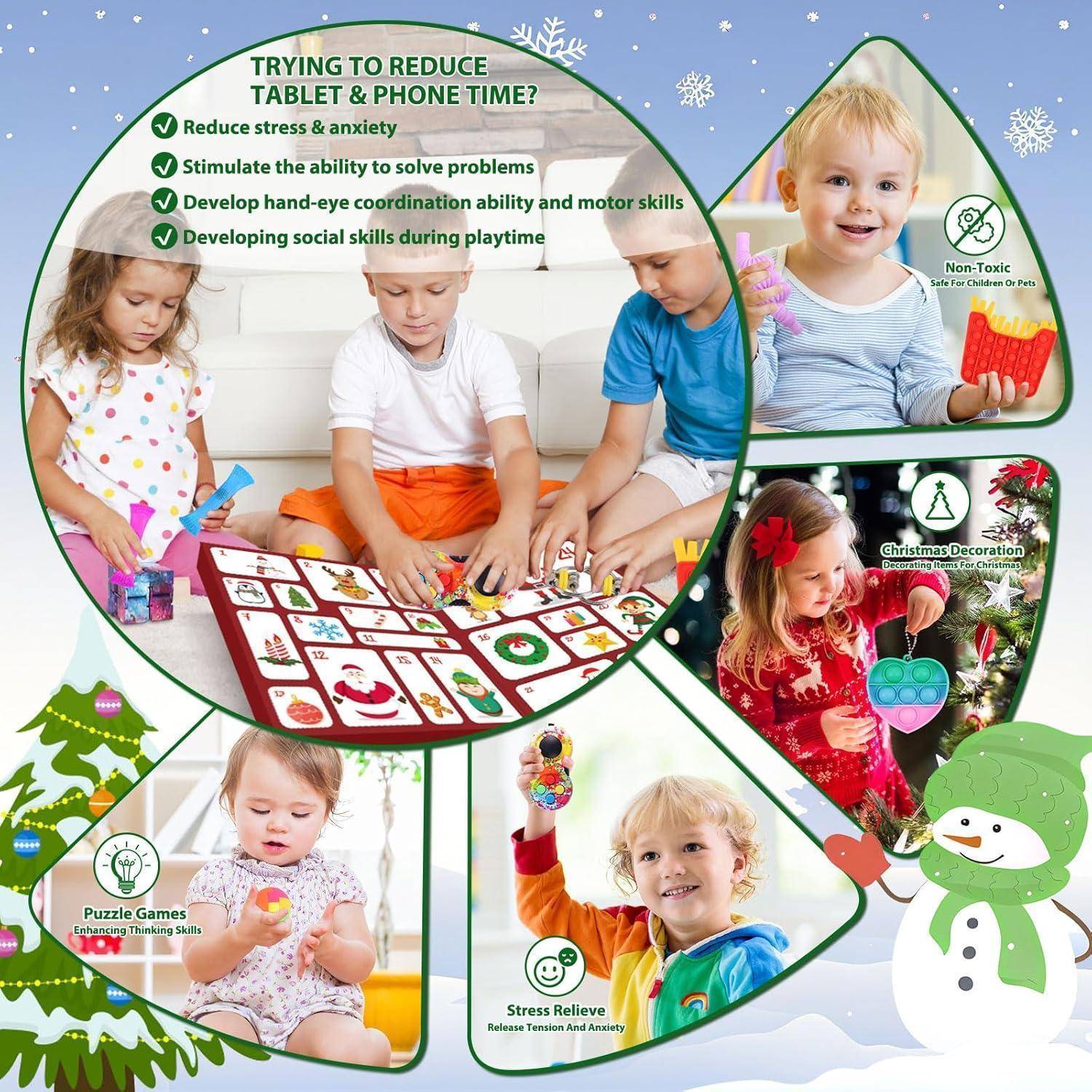 Adventskalender Fidget Toys 24 Überraschungen für Kinder 3-12 Jahre