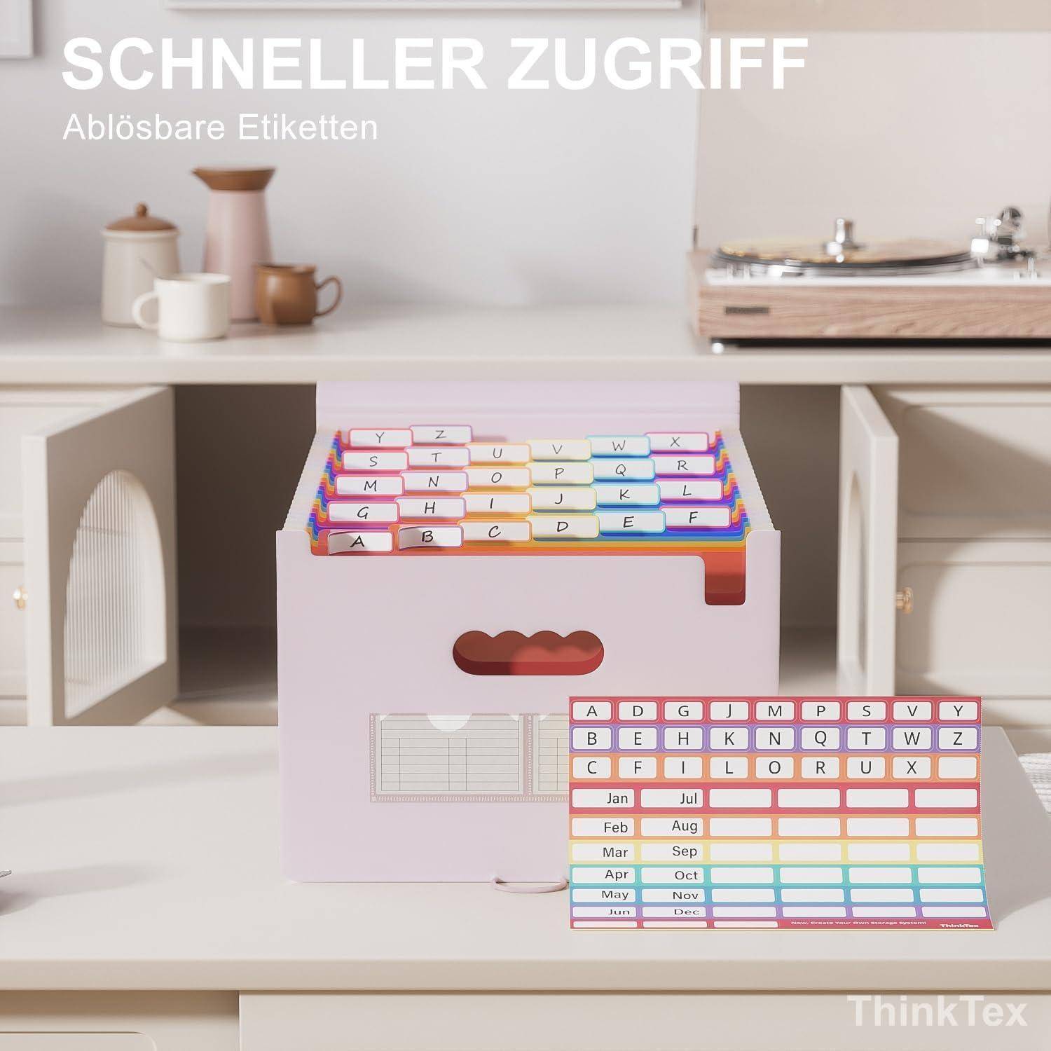 Dokumentenmappe A4 26 Fächer Organizer Gummizug Morandi Lila
