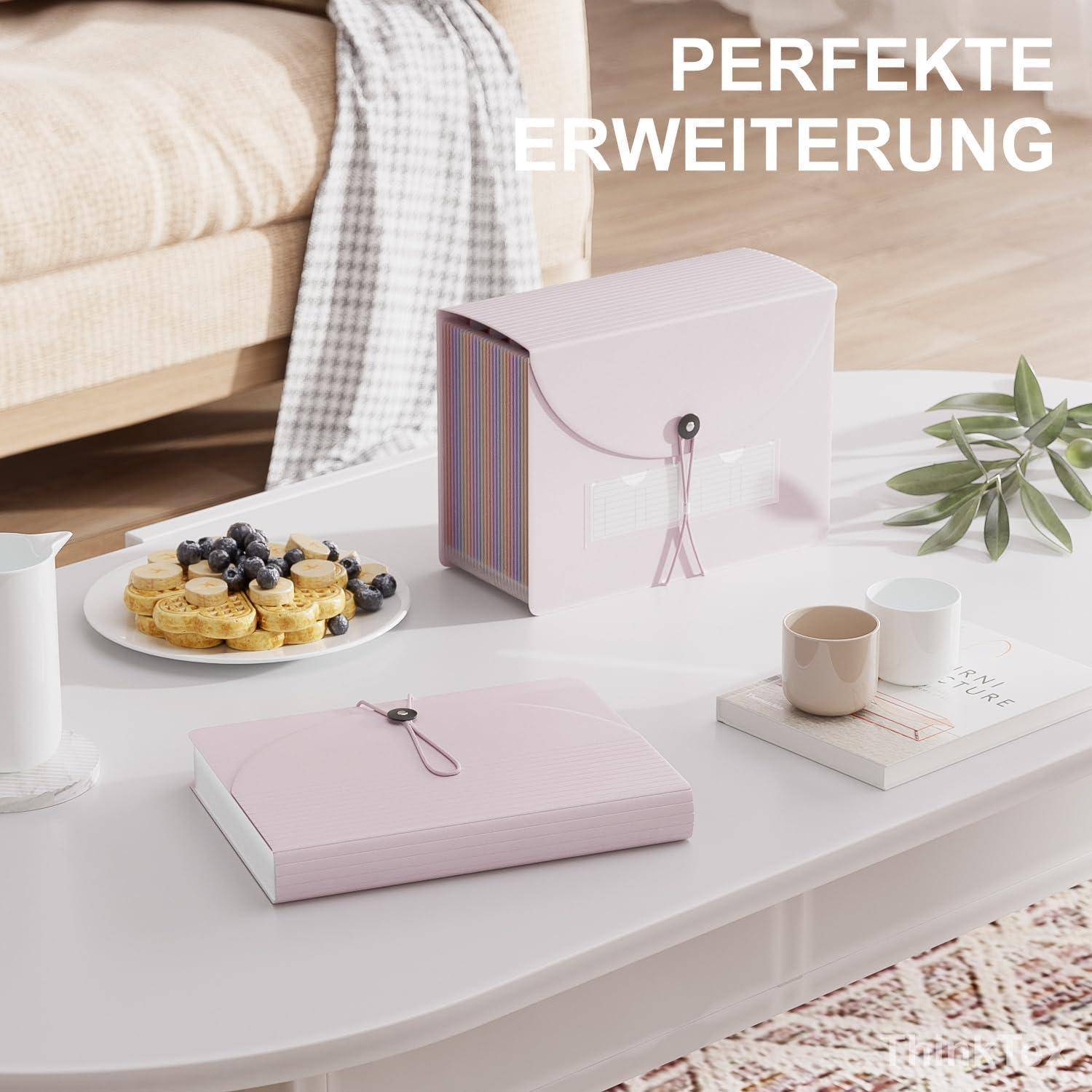Dokumentenmappe A4 26 Fächer Organizer Gummizug Morandi Lila