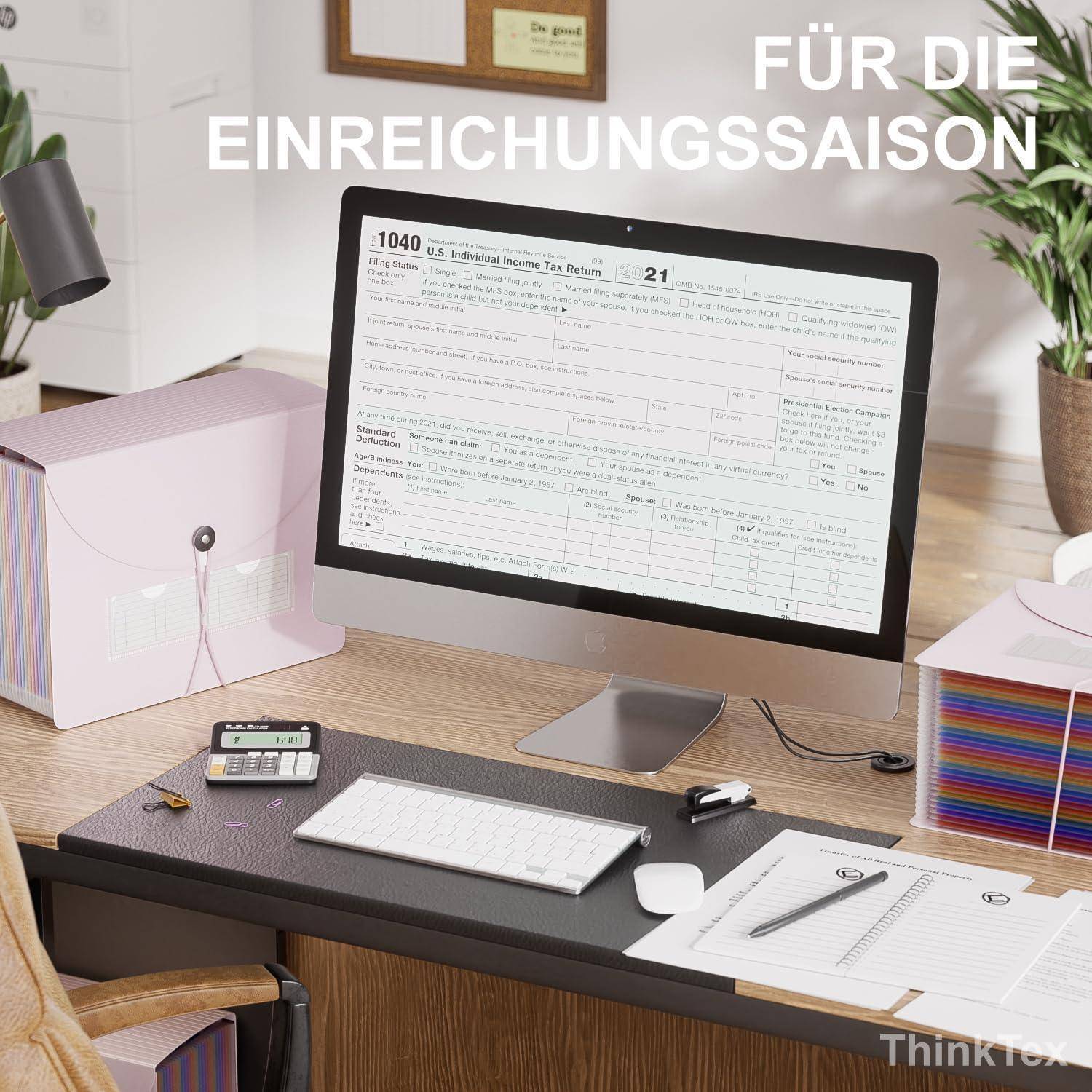 Dokumentenmappe A4 26 Fächer Organizer Gummizug Morandi Lila