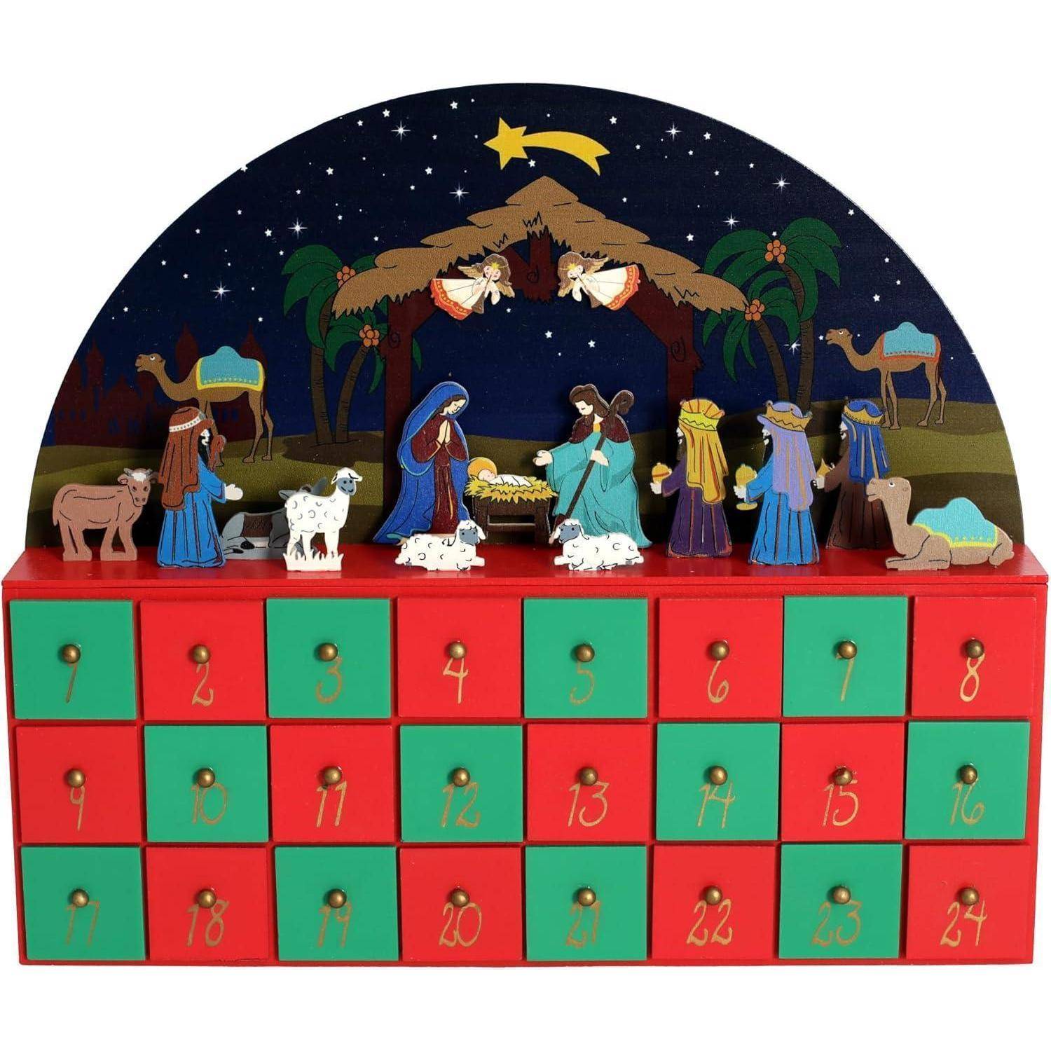 Adventskalender Holz Krippe Tischdekoration Countdown