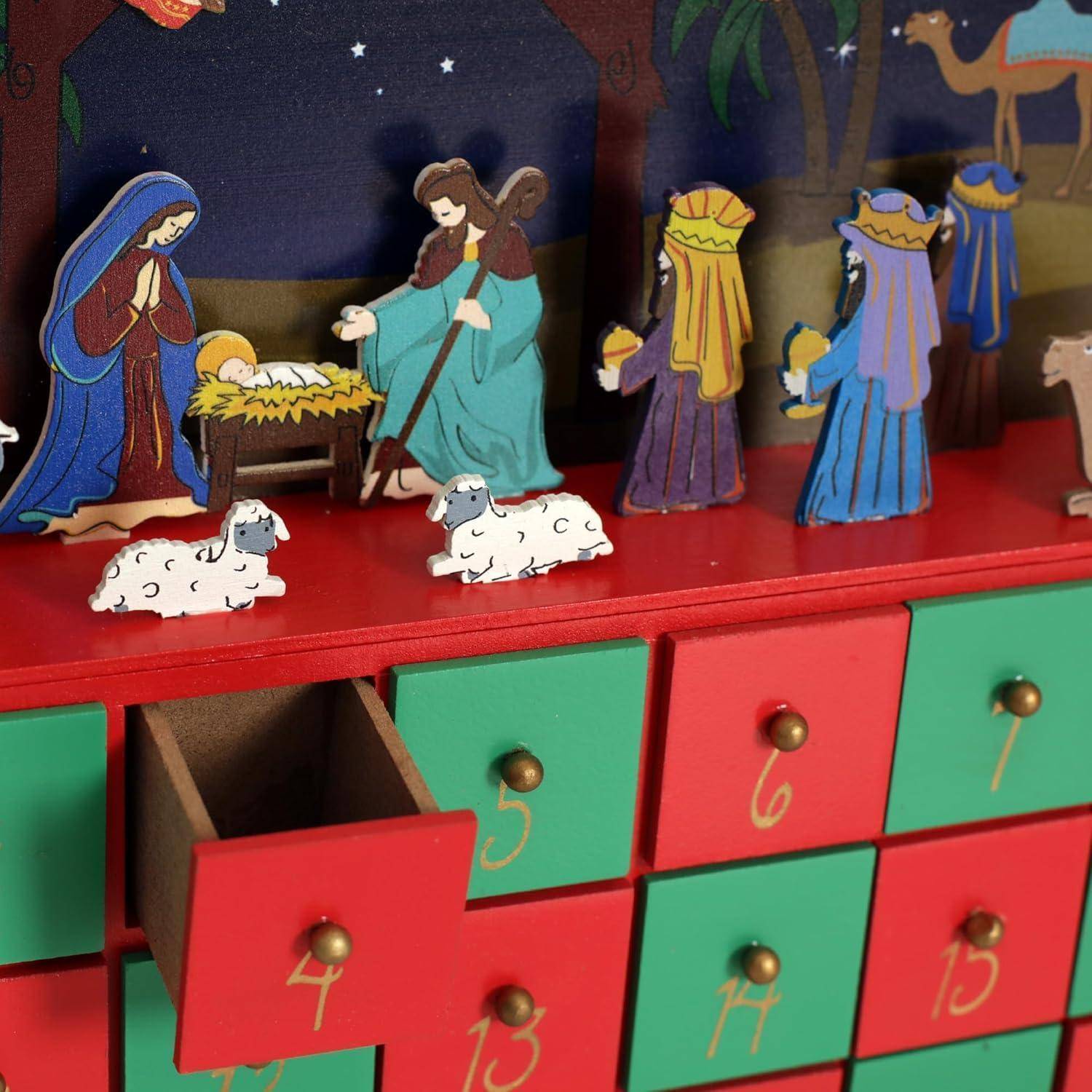 Adventskalender Holz Krippe Tischdekoration Countdown