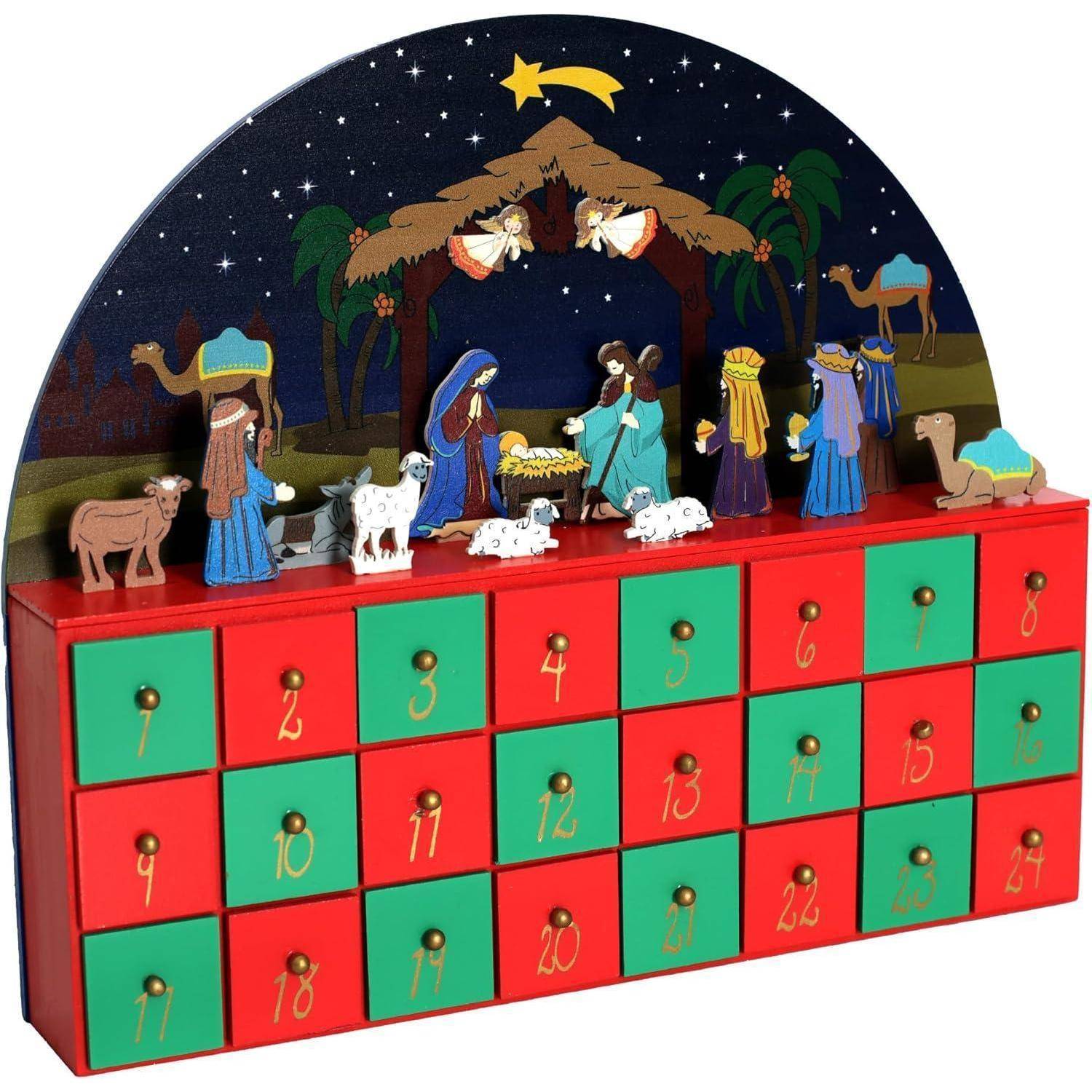 Adventskalender Holz Krippe Tischdekoration Countdown