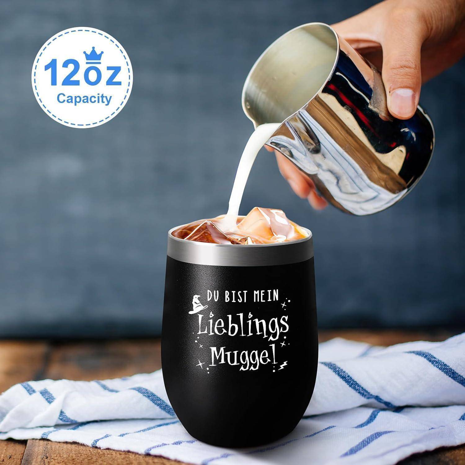 Thermobecher Edelstahl 12oz 350ml Lieblings Muggel Schwarz