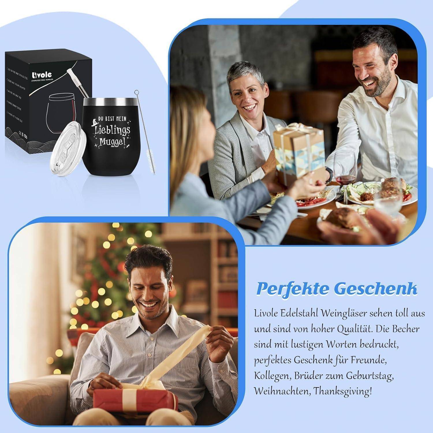 Thermobecher Edelstahl 12oz 350ml Lieblings Muggel Schwarz