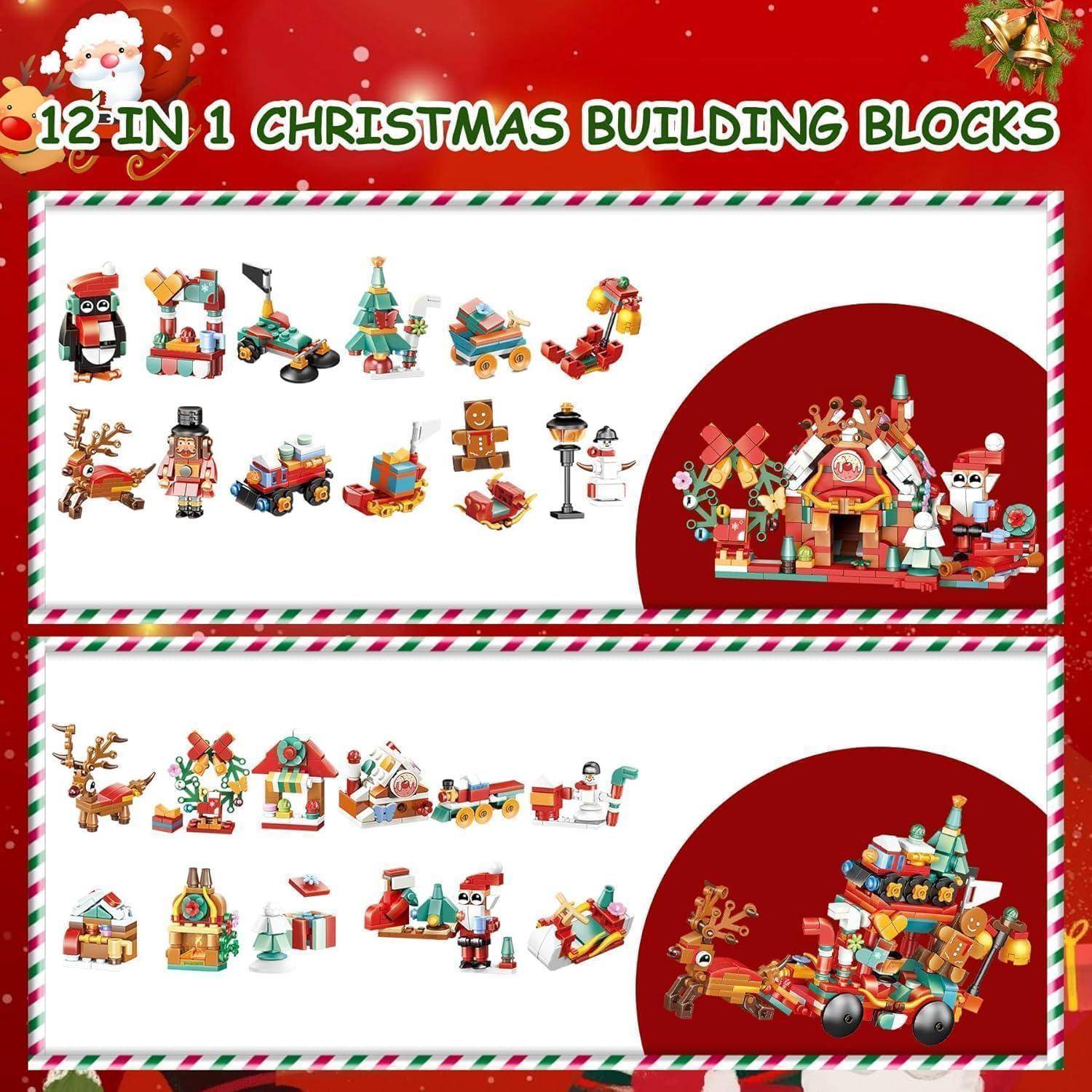 Adventskalender Kinder 24 Türen 895 Bausteine 12 in 1